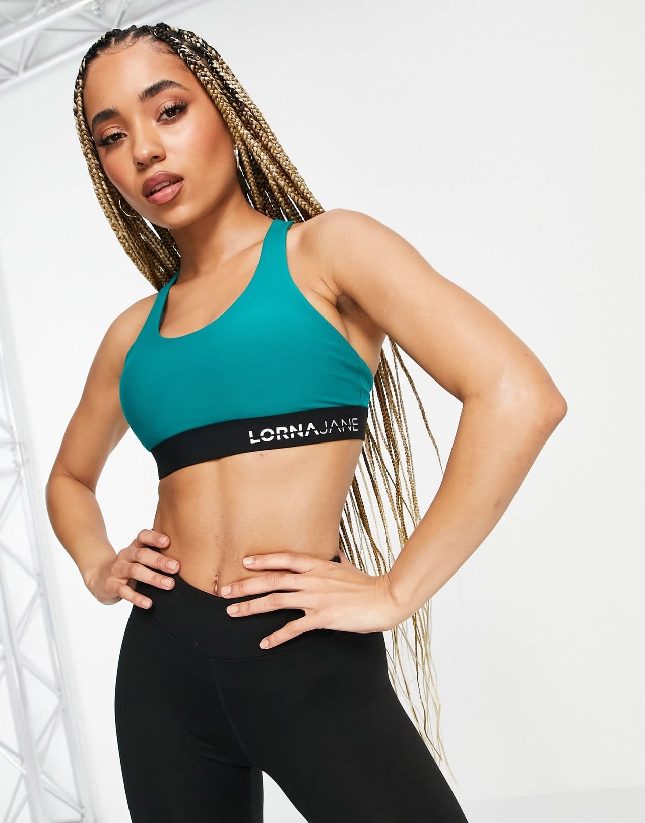 Lorna Jane cardio high support sports bra in jade - ASOS Sample Sale