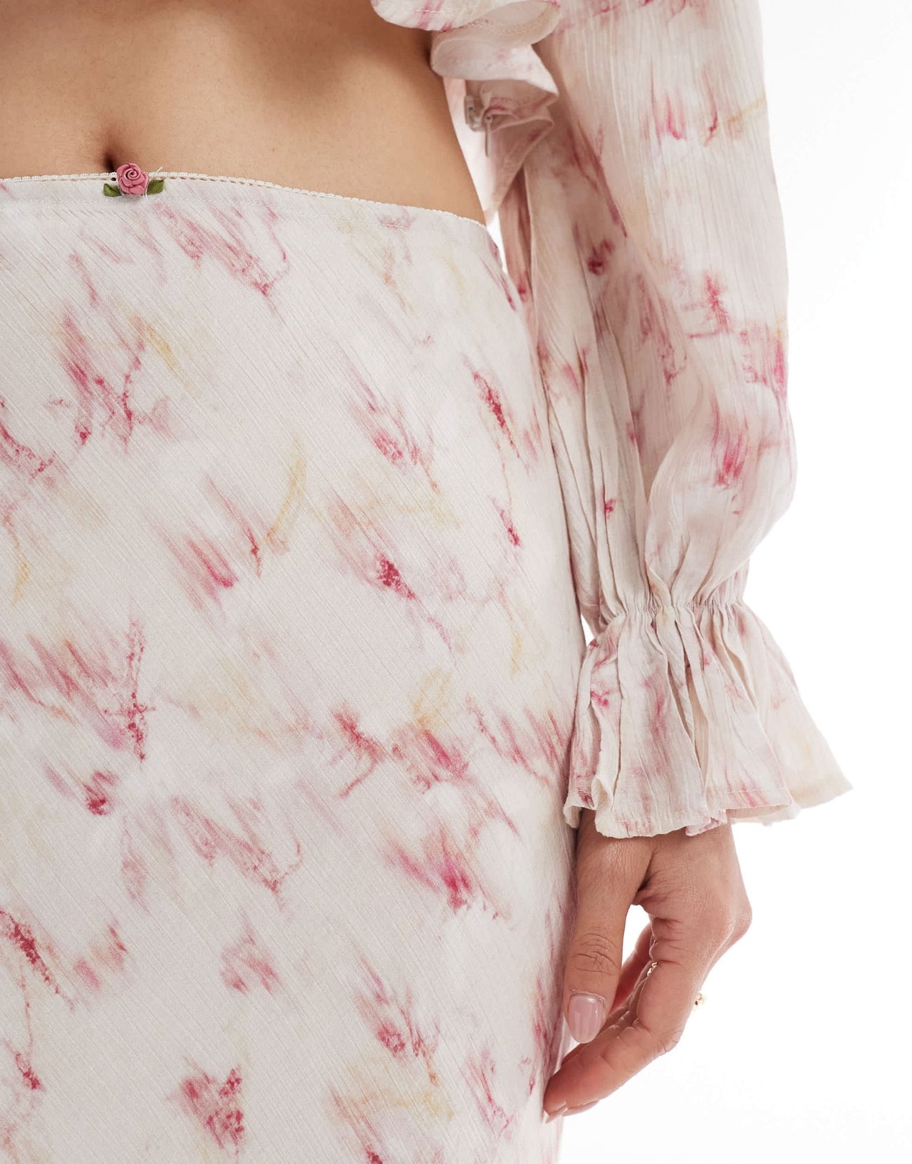 Love Triangle crinkle maxi skirt co - ord in blur print - ASOS Sample Sale