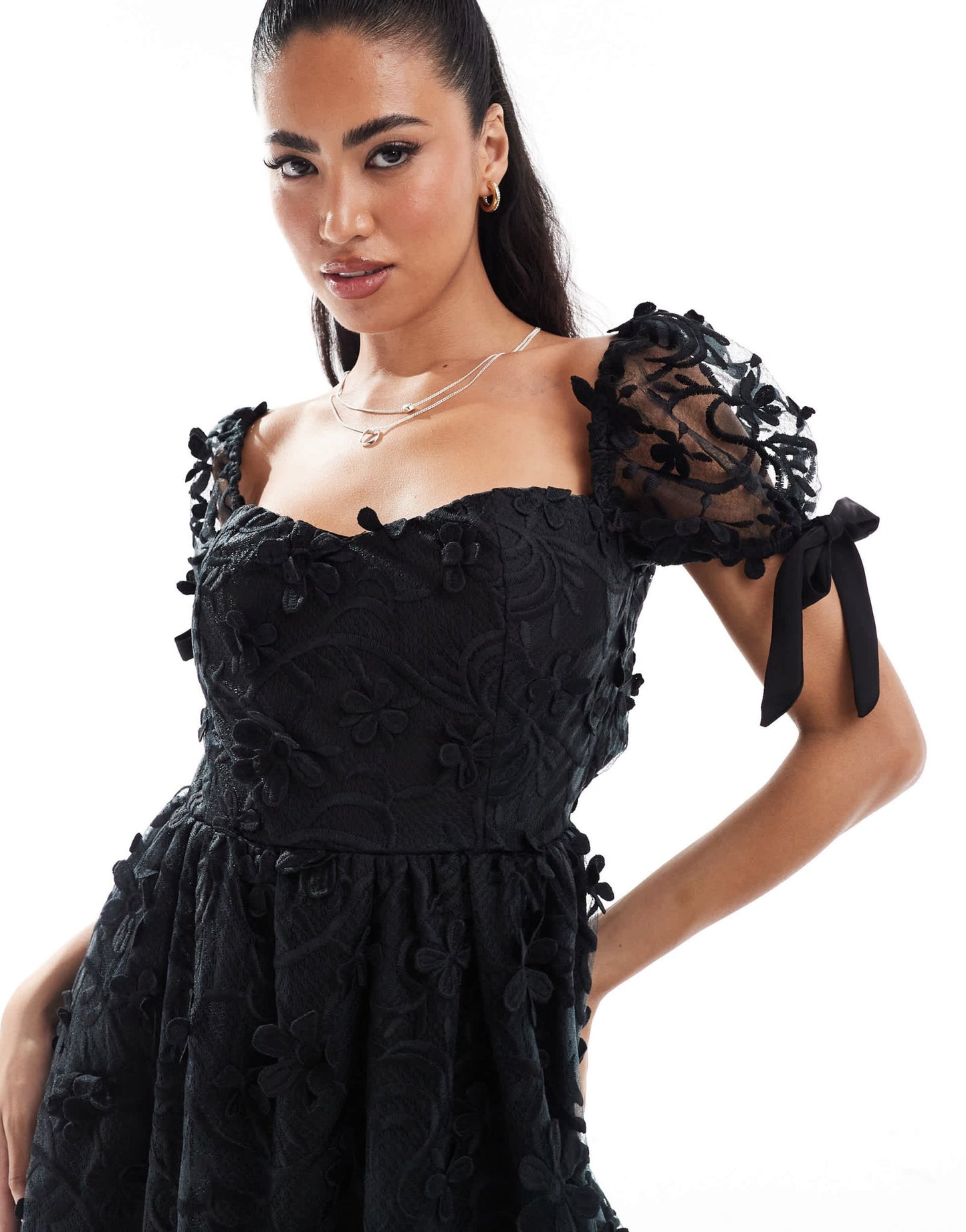 Love Triangle lace midi dress with tie back in black - ASOS Sample Sale