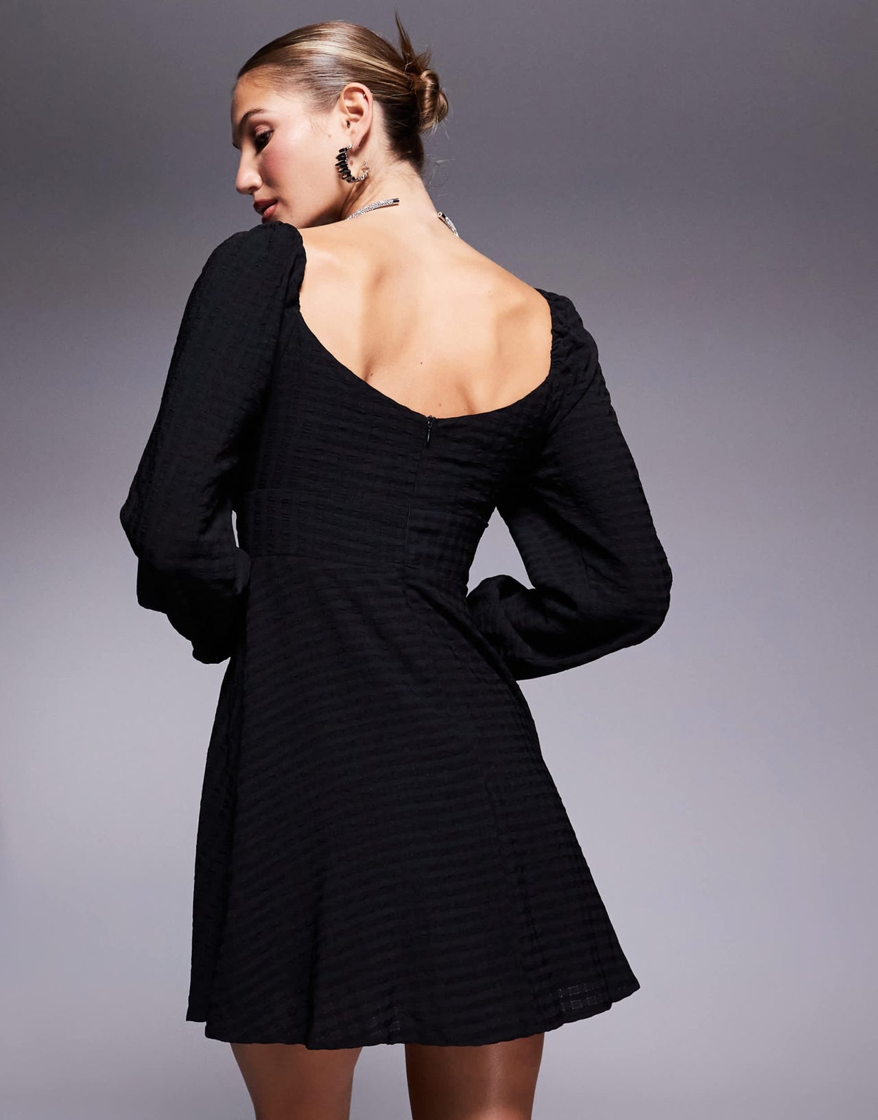 Lulus ruched bust balloon sleeve mini dress in black - ASOS Sample Sale