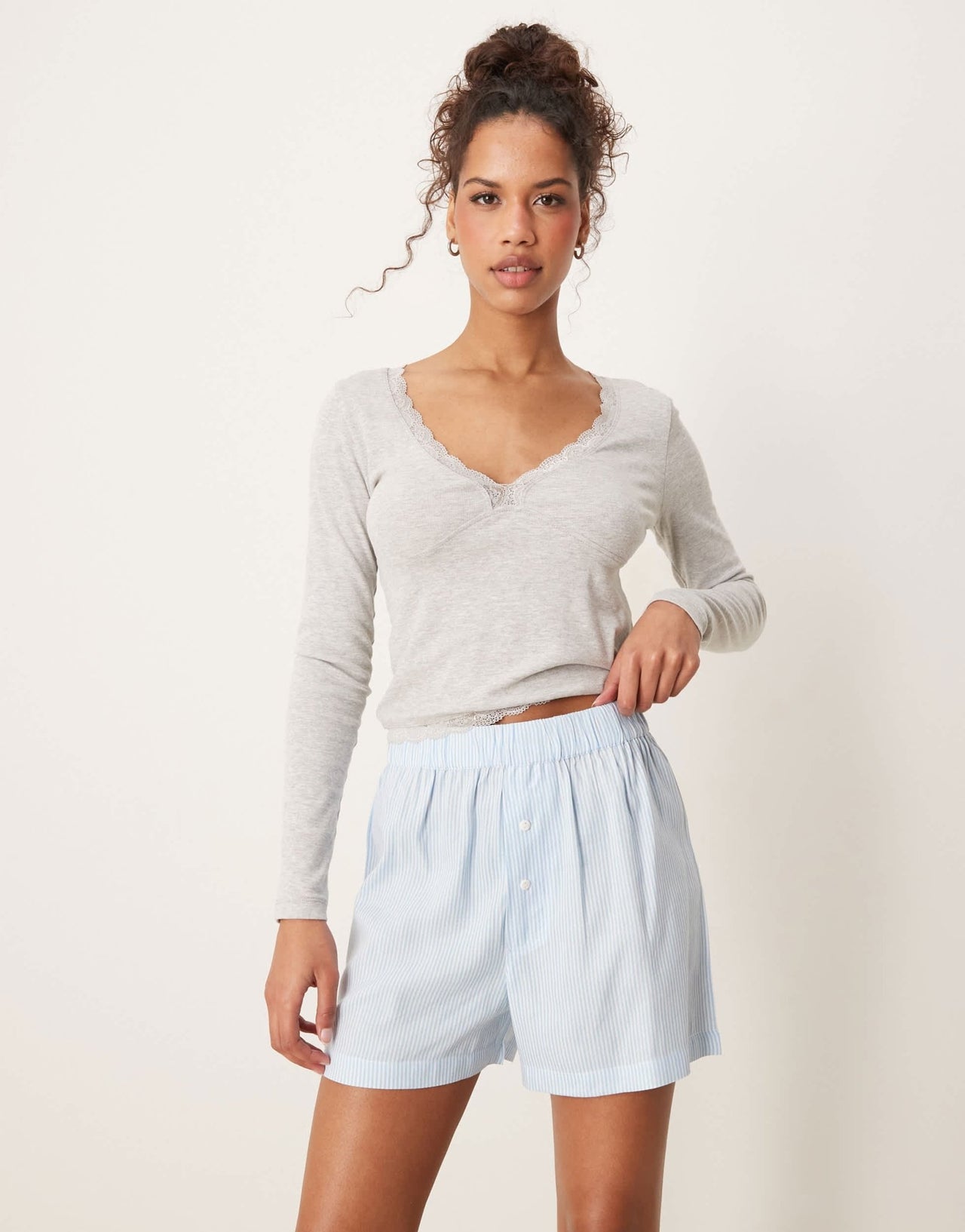 Luna boxer short in blue stripe - ASOS Sample Sale