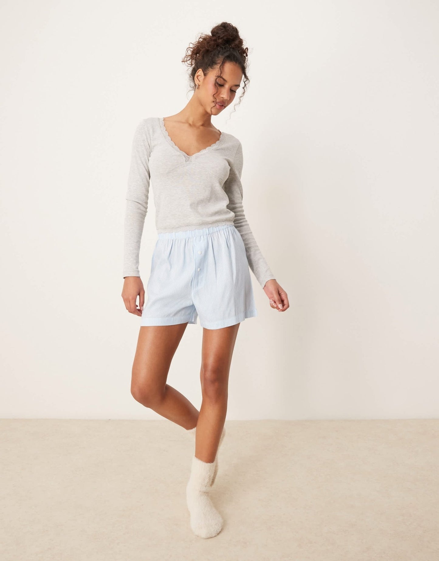 Luna boxer short in blue stripe - ASOS Sample Sale