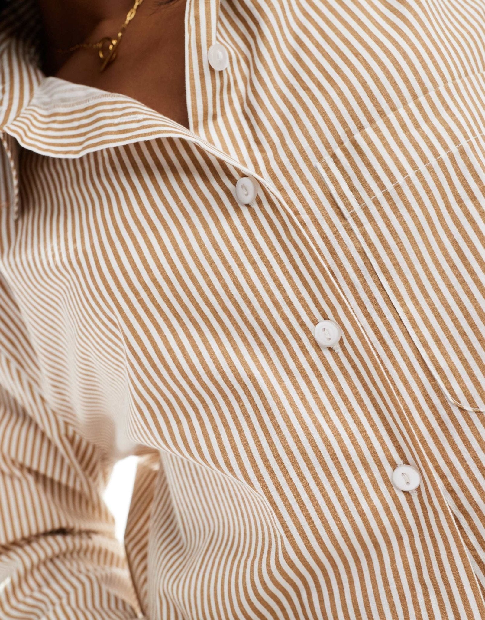 Luna oversized pyjama shirt in brown stripe - ASOS Sample Sale