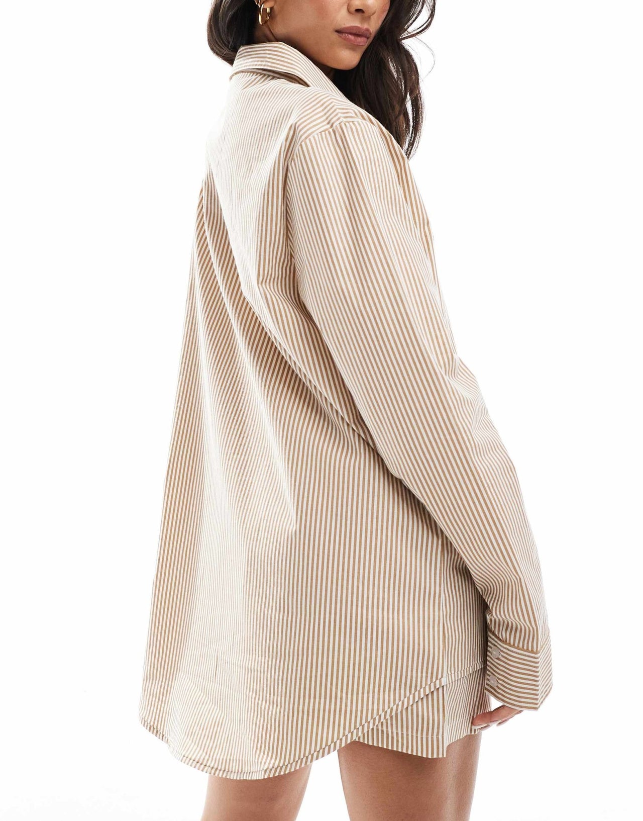 Luna oversized pyjama shirt in brown stripe - ASOS Sample Sale