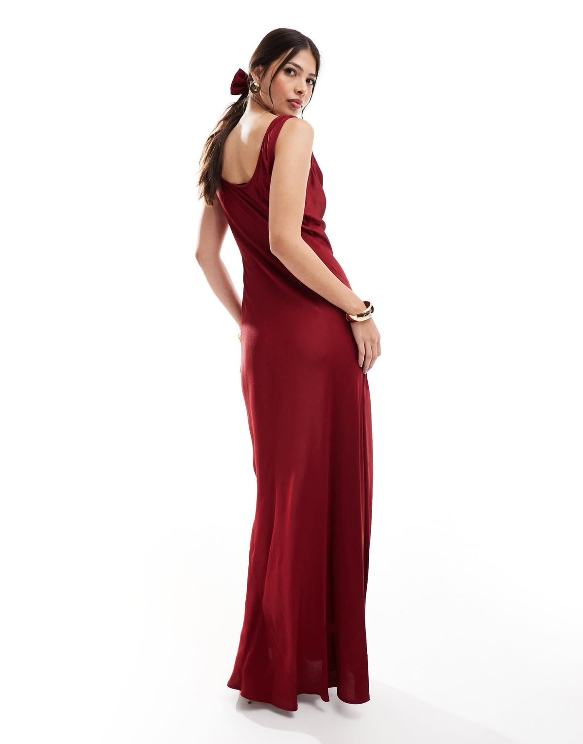 Maids to Measure Bridesmaid cowl front maxi dress in burgundy - ASOS Sample Sale