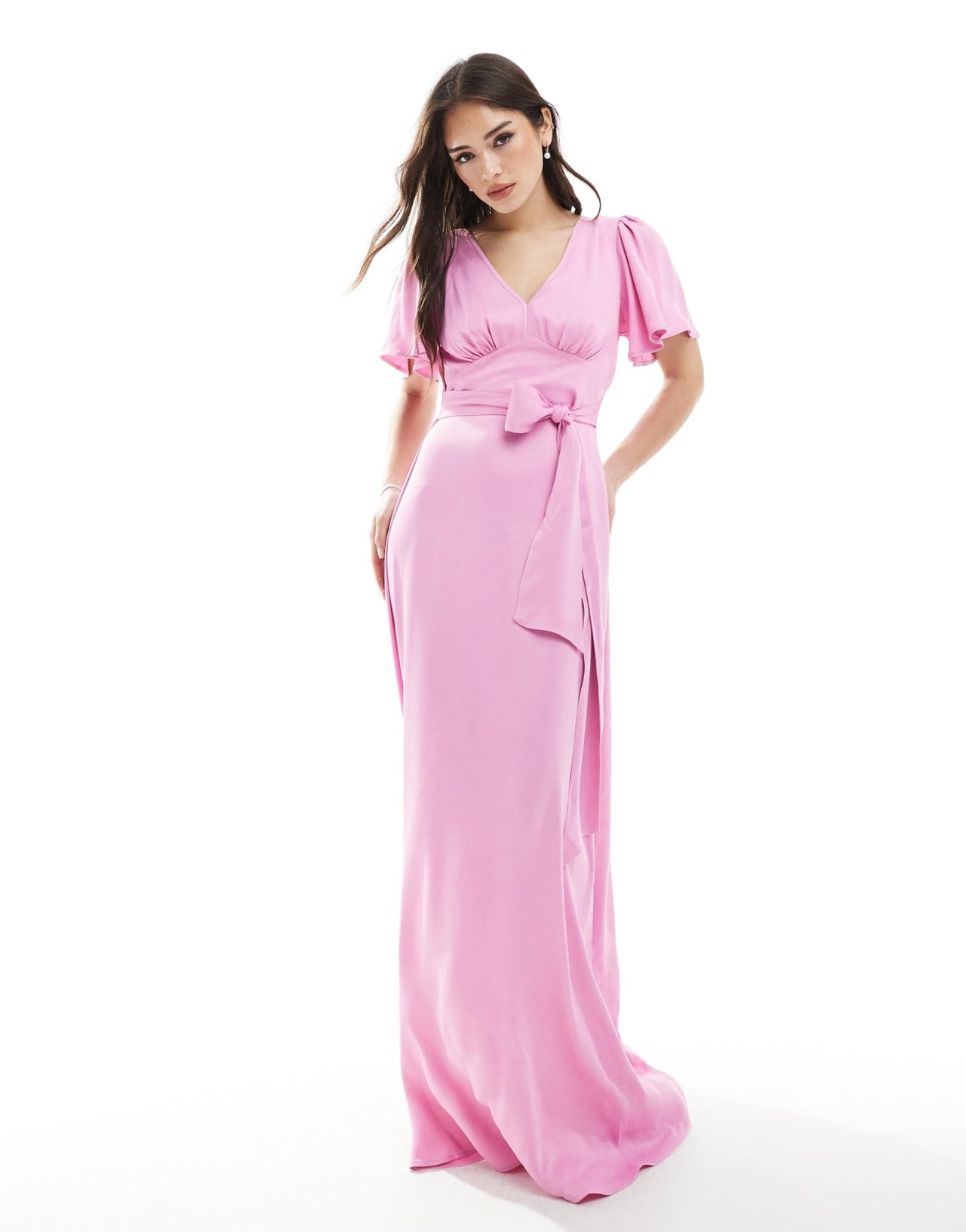 Maids to Measure Bridesmaid flutter sleeve maxi dress in orchid - ASOS Sample Sale