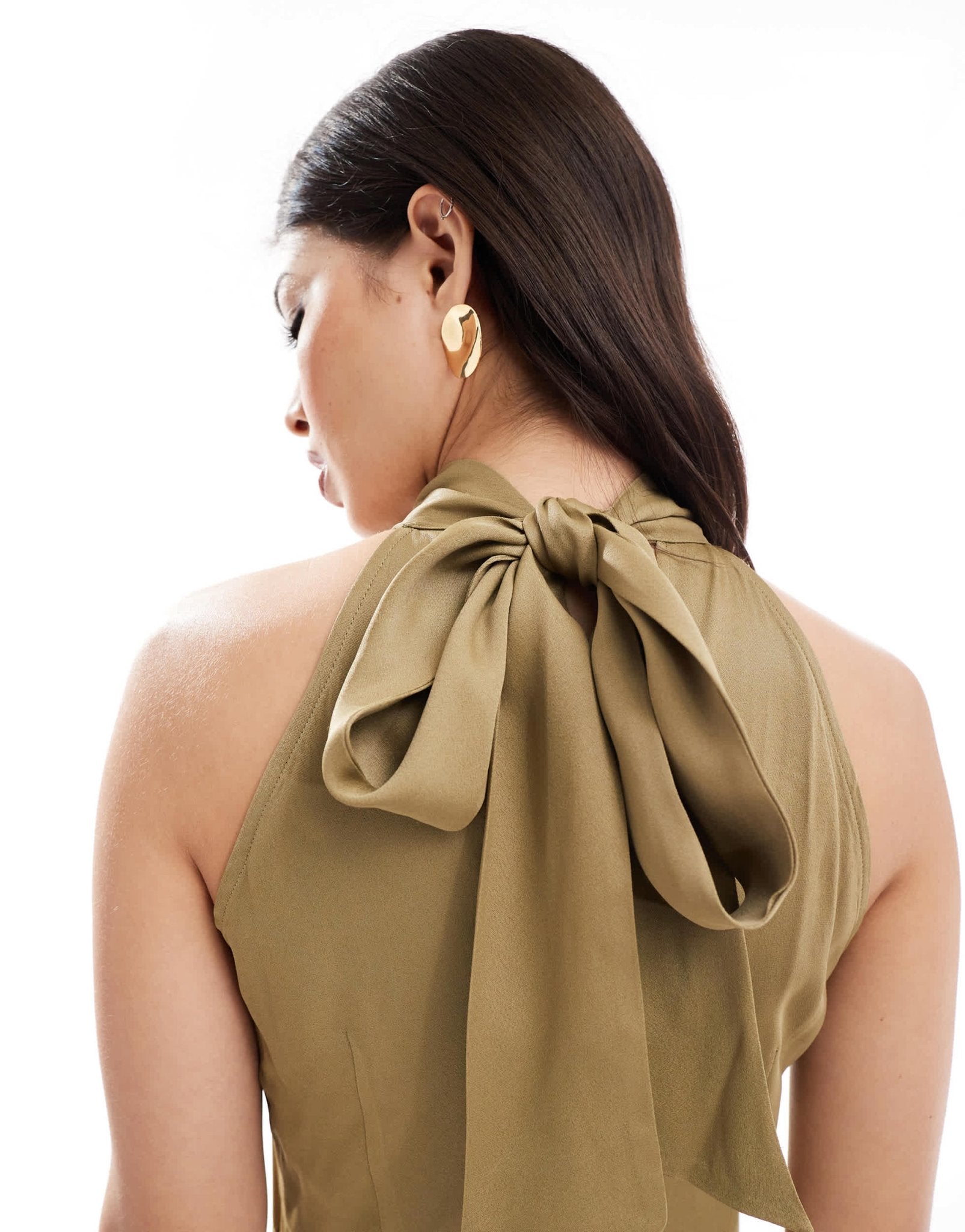 Maids to Measure Bridesmaid high neck maxi dress in olive - ASOS Sample Sale