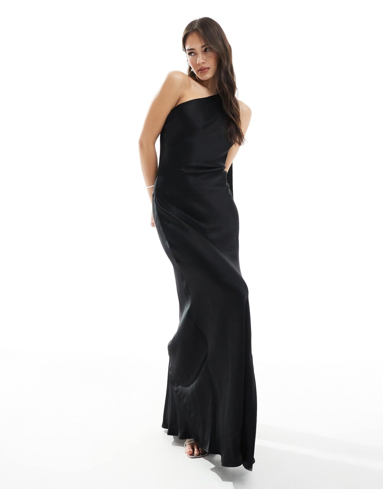 Maids to Measure Bridesmaid one shoulder scarf maxi dress in black - ASOS Sample Sale