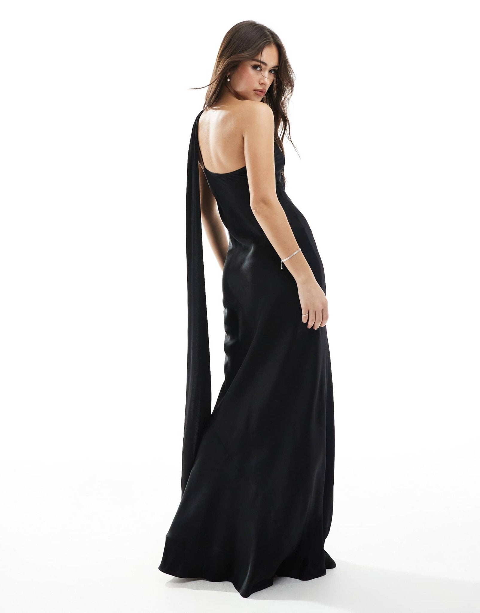 Maids to Measure Bridesmaid one shoulder scarf maxi dress in black - ASOS Sample Sale