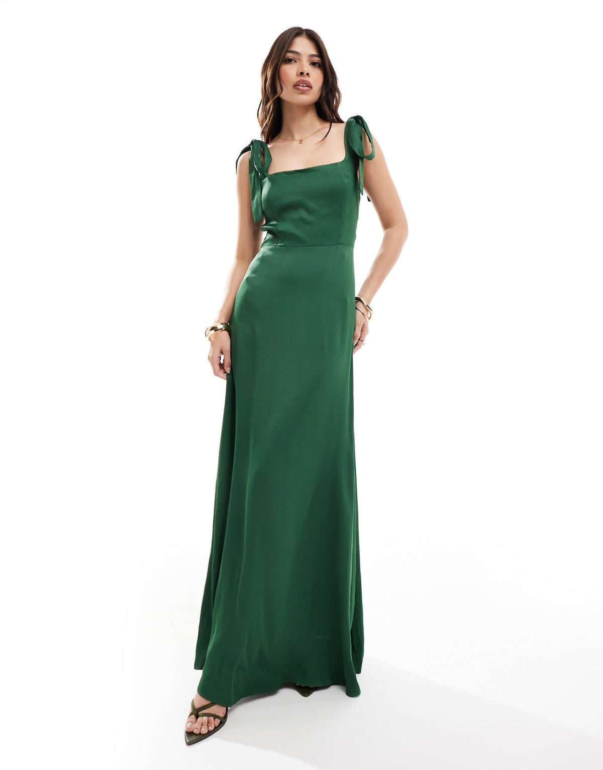 Maids to Measure Bridesmaid tie shoulder maxi dress in emerald - ASOS Sample Sale