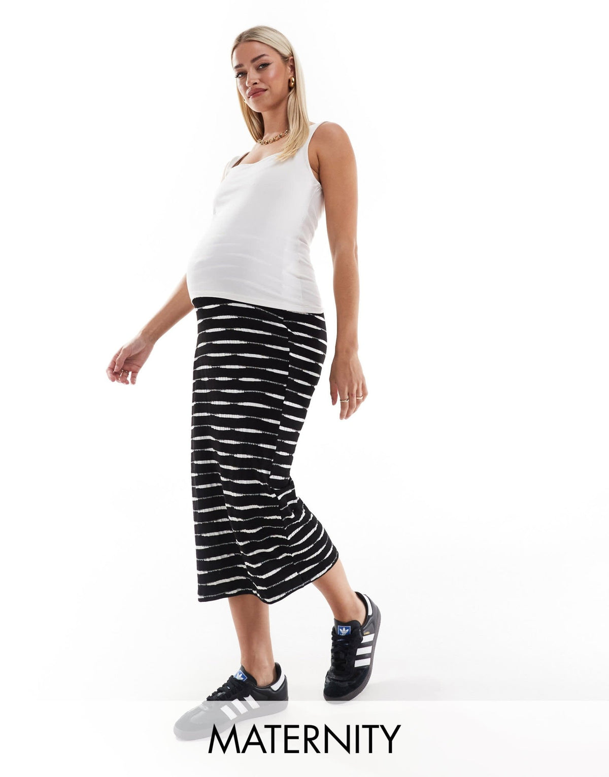 Mamalicious Maternity jersey midi skirt in black with space dye - ASOS Sample Sale