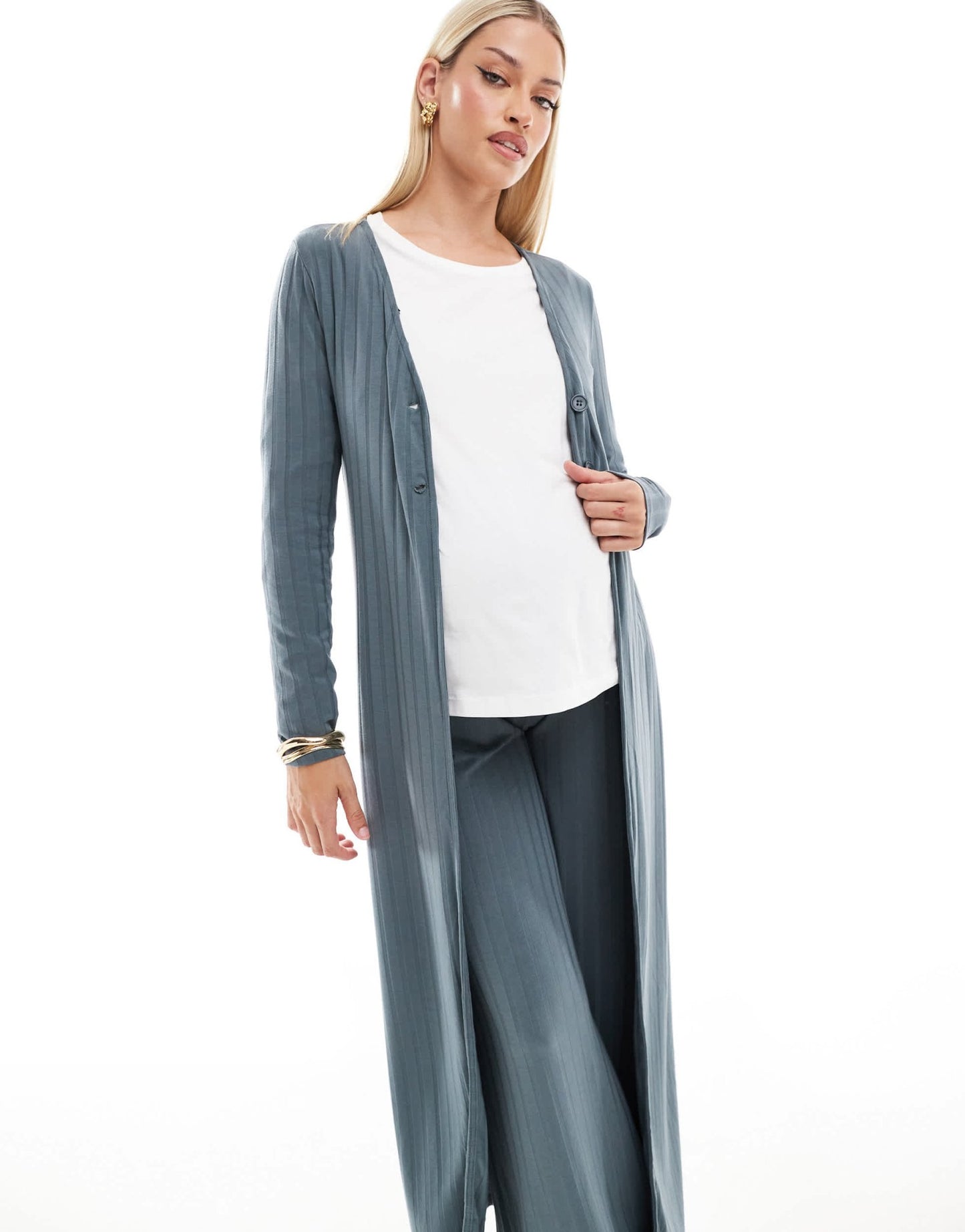 Mamalicious Maternity mix & match ribbed jersey maxi cardigan co - ord in asphalt - ASOS Sample Sale