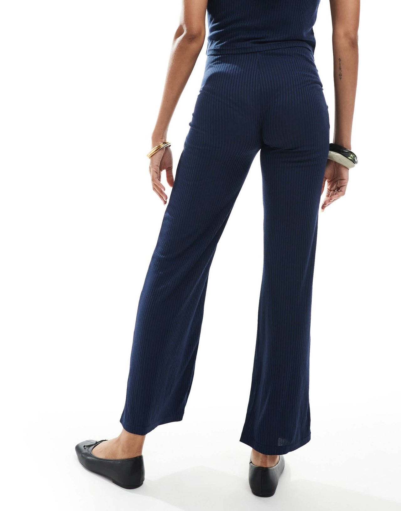 Mamalicious Maternity over the bump ribbed jersey wide leg trouser co-ord in navy - ASOS Sample Sale