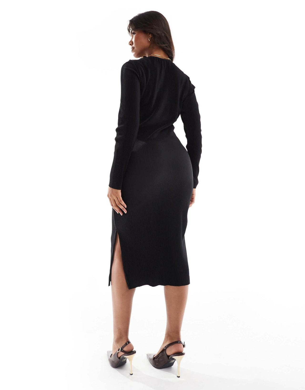 Mamalicious maternity plisse maxi dress in black - ASOS Sample Sale