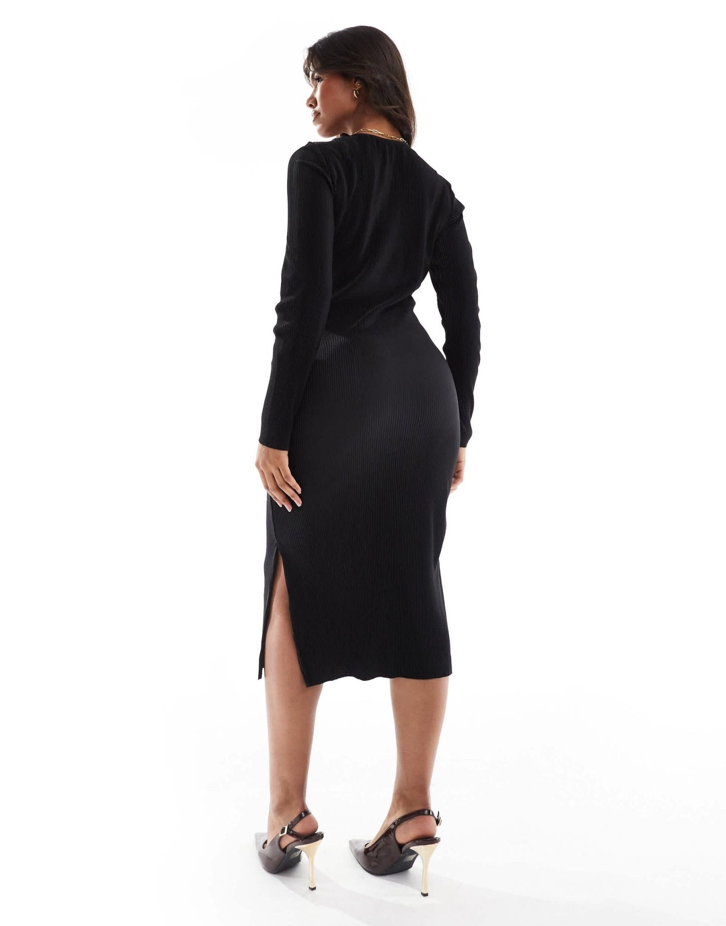 Mamalicious maternity plisse maxi dress in black - ASOS Sample Sale
