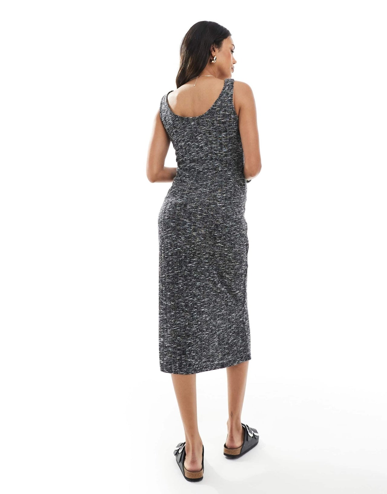 Mamalicious Maternity ribbed knit tank dress in grey melange - ASOS Sample Sale