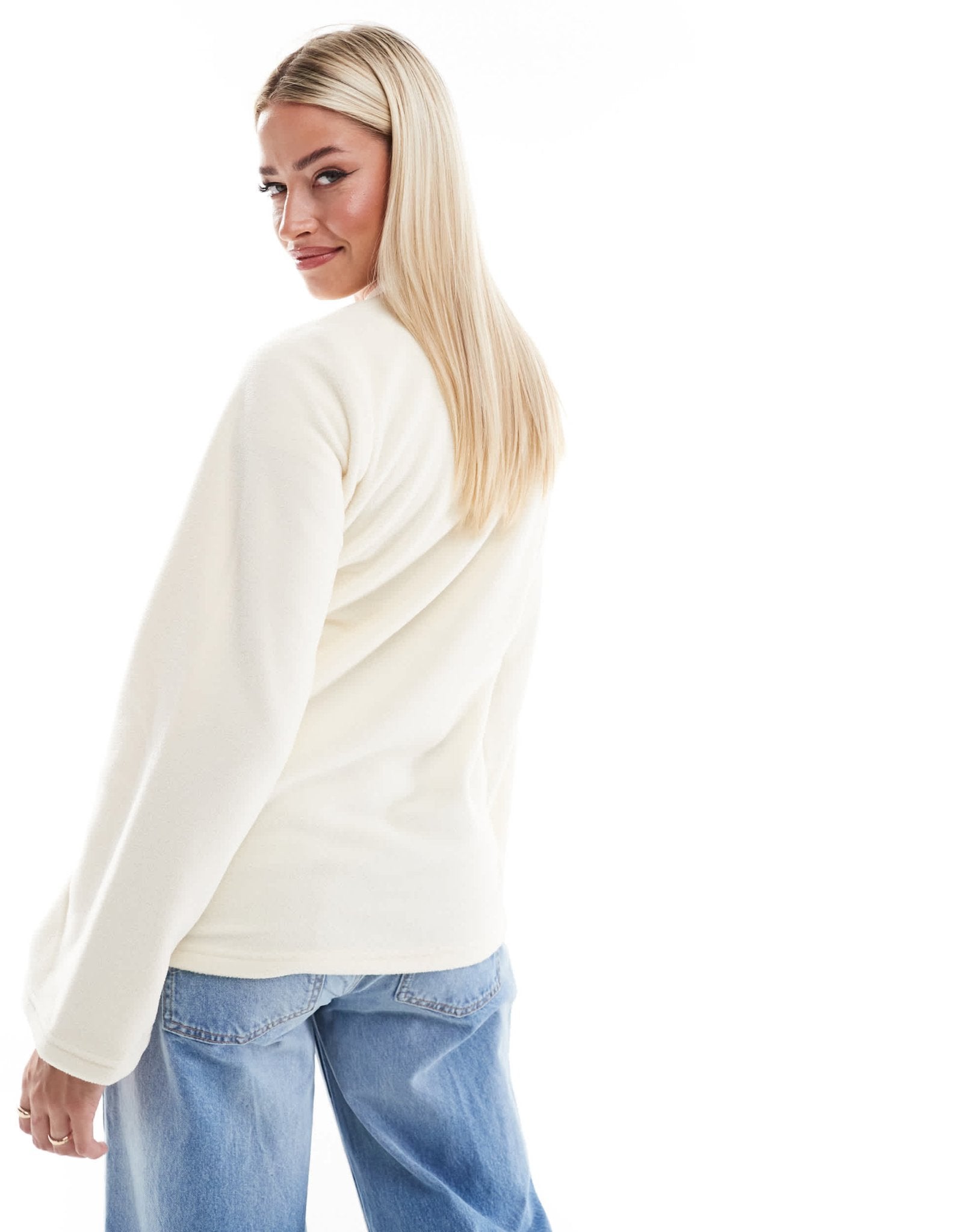 Mamalicious Maternity zip front fleece with wide sleeves in cream - ASOS Sample Sale