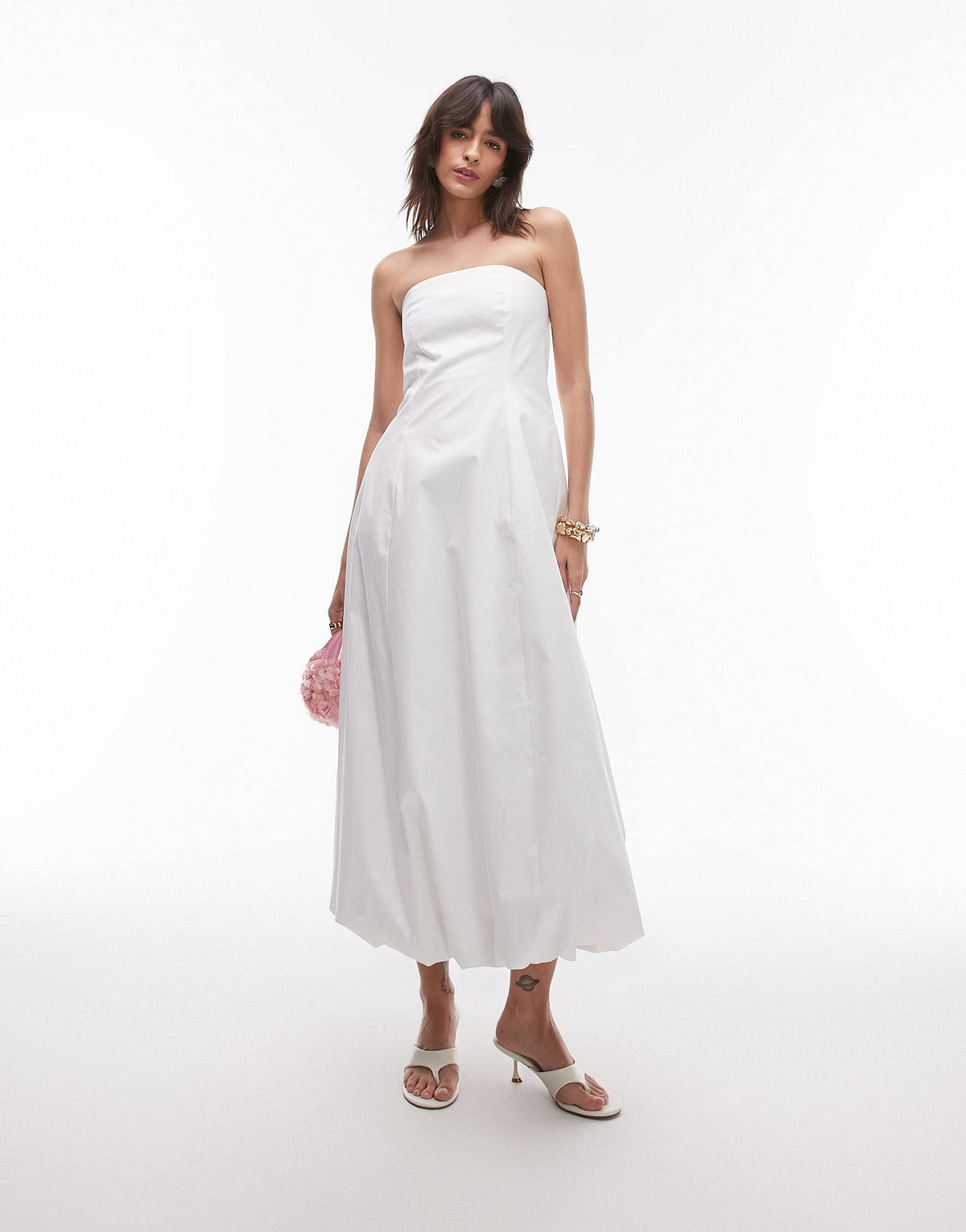 Mango baduea maxi dress with soft puff hem in white - ASOS Sample Sale