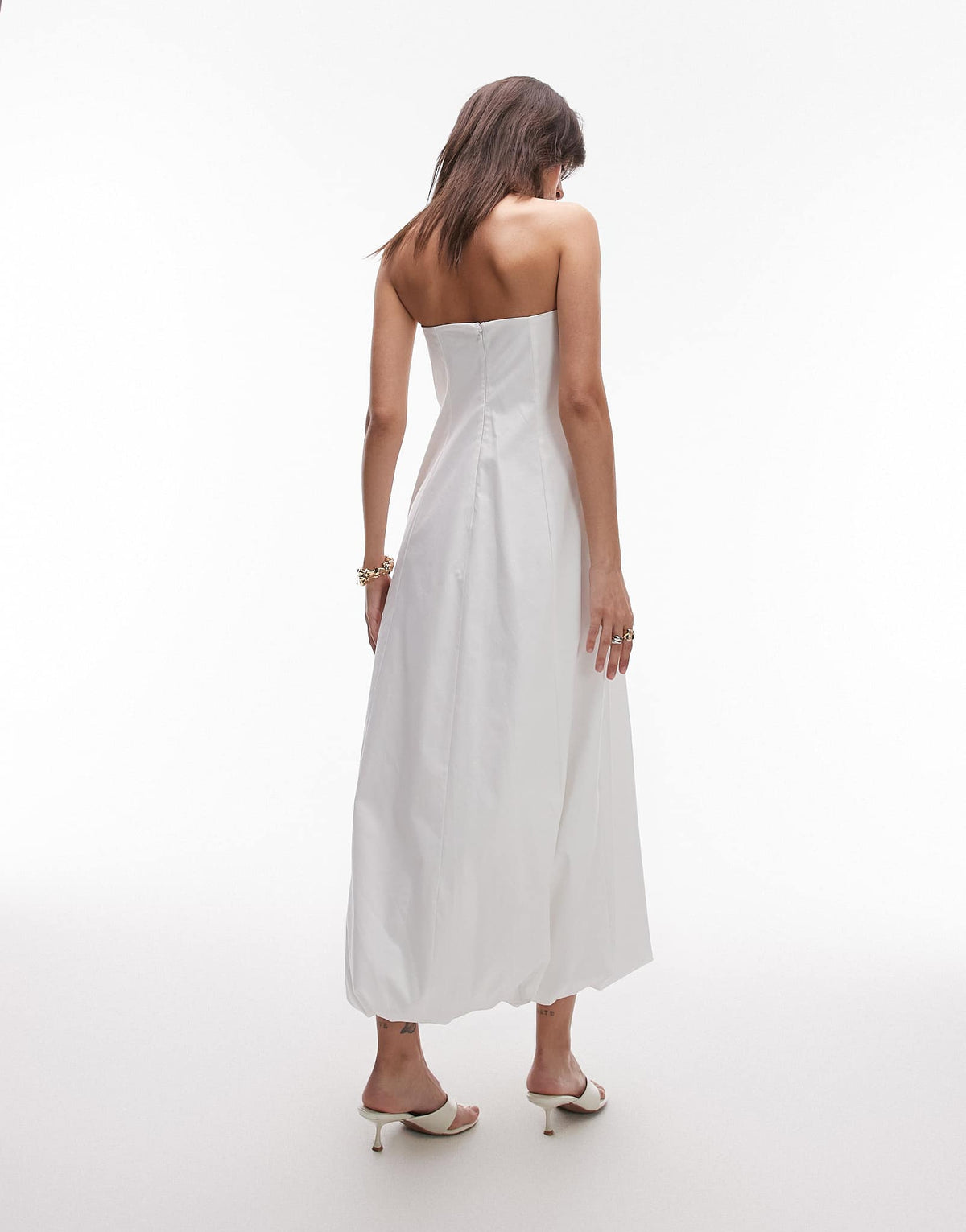 Mango baduea maxi dress with soft puff hem in white - ASOS Sample Sale