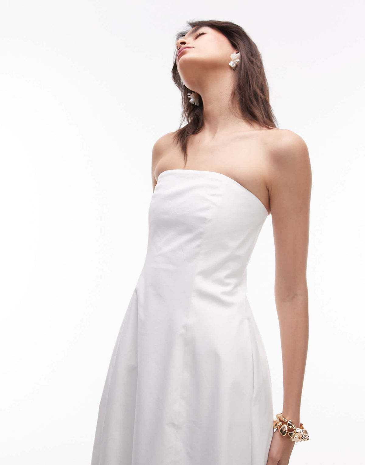 Mango baduea maxi dress with soft puff hem in white - ASOS Sample Sale