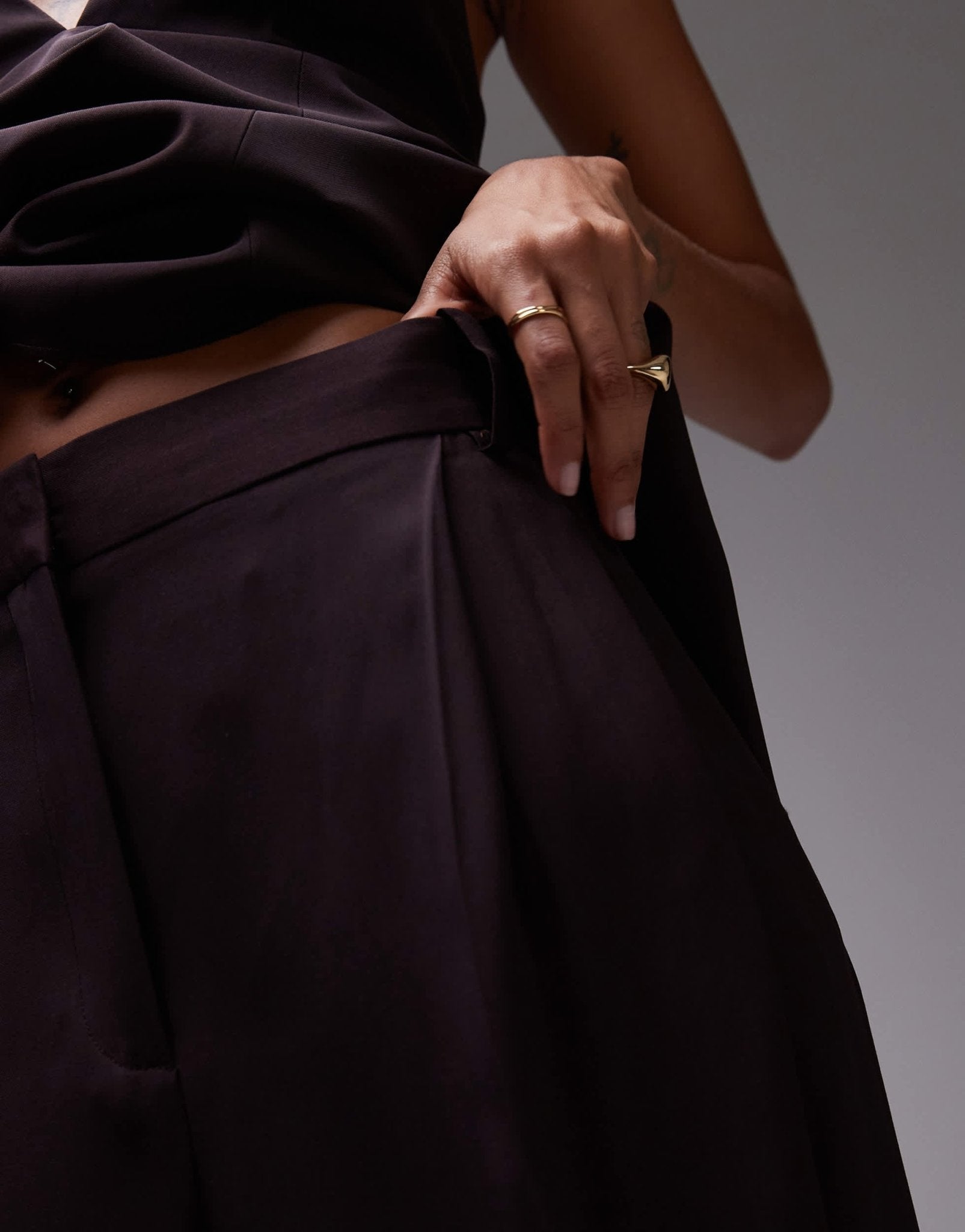 Mango balloon leg tailored trouser co-ord in chocolate - ASOS Sample Sale