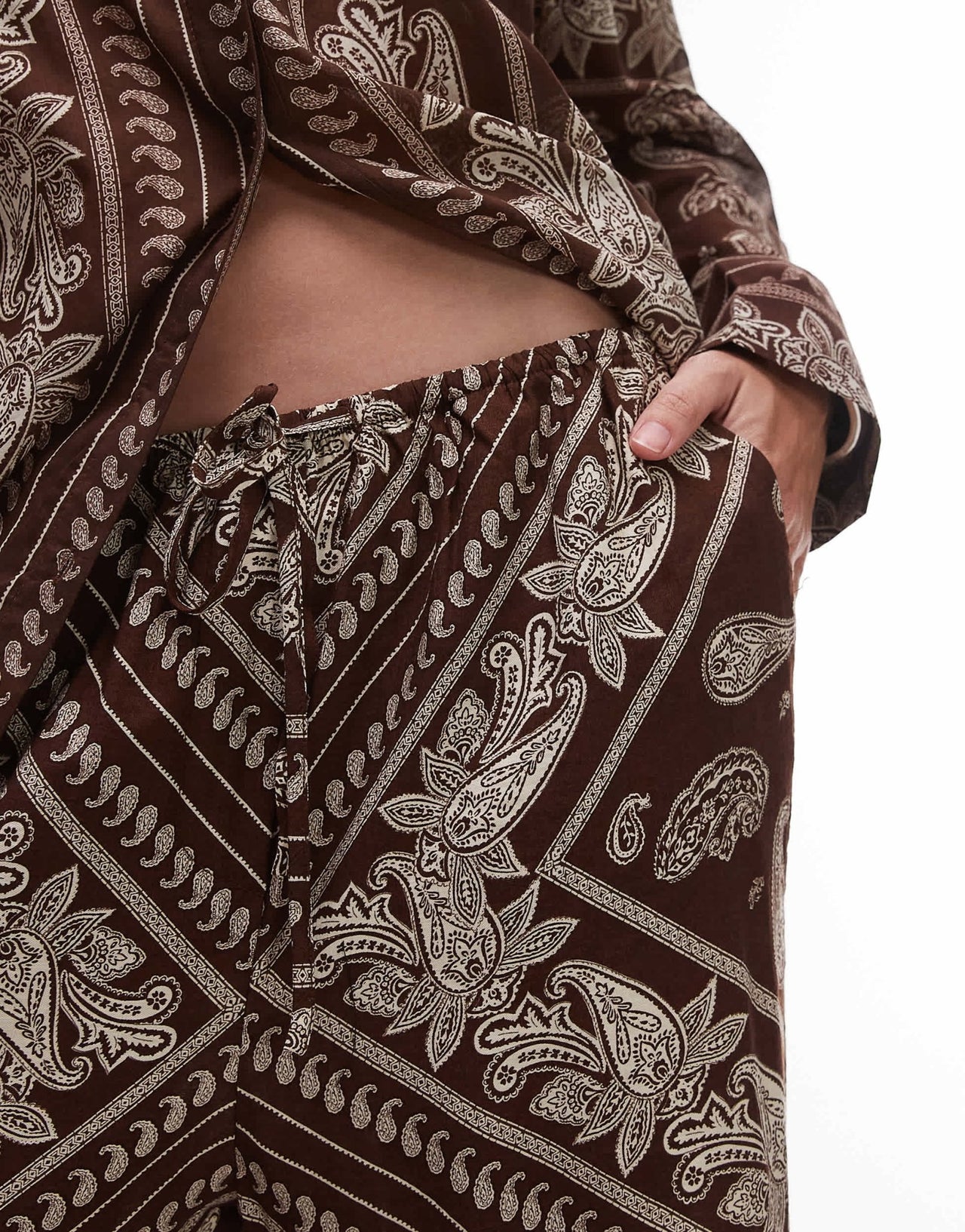 Mango bandana elasticated waist trouser co - ord in brown - ASOS Sample Sale