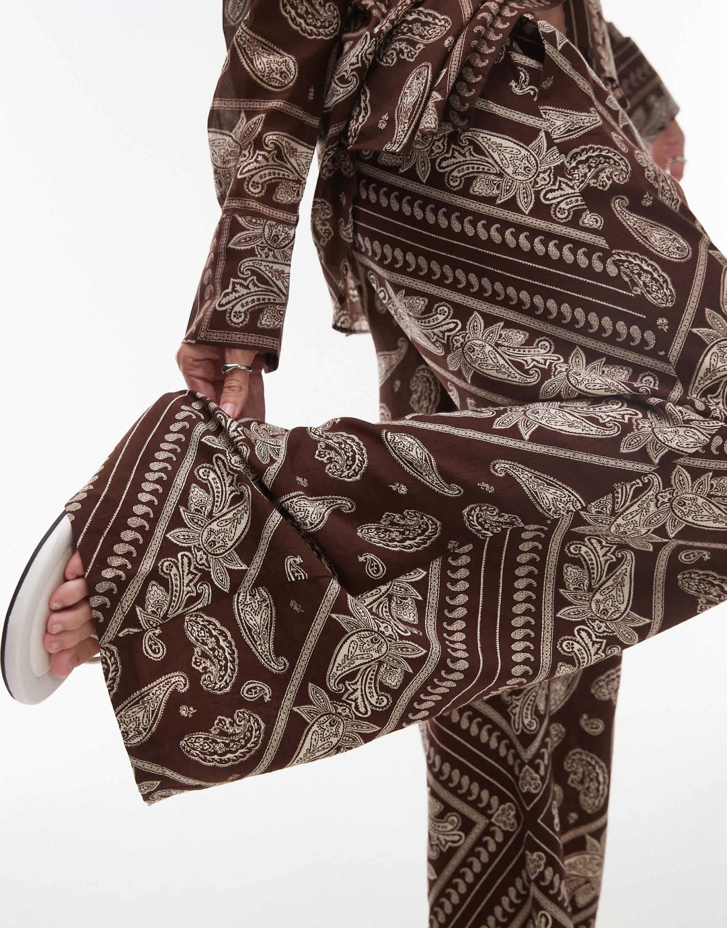 Mango bandana elasticated waist trouser co - ord in brown - ASOS Sample Sale