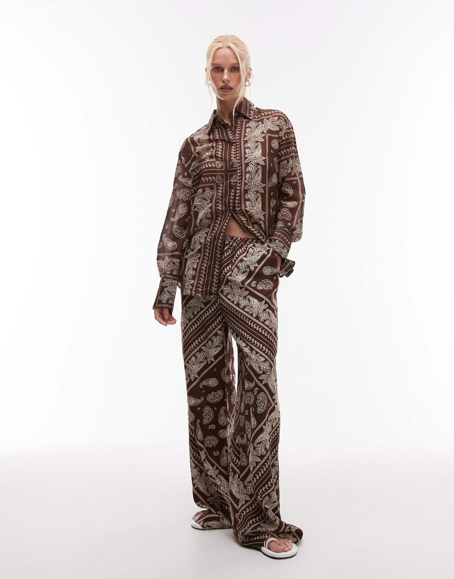 Mango bandana elasticated waist trouser co - ord in brown - ASOS Sample Sale