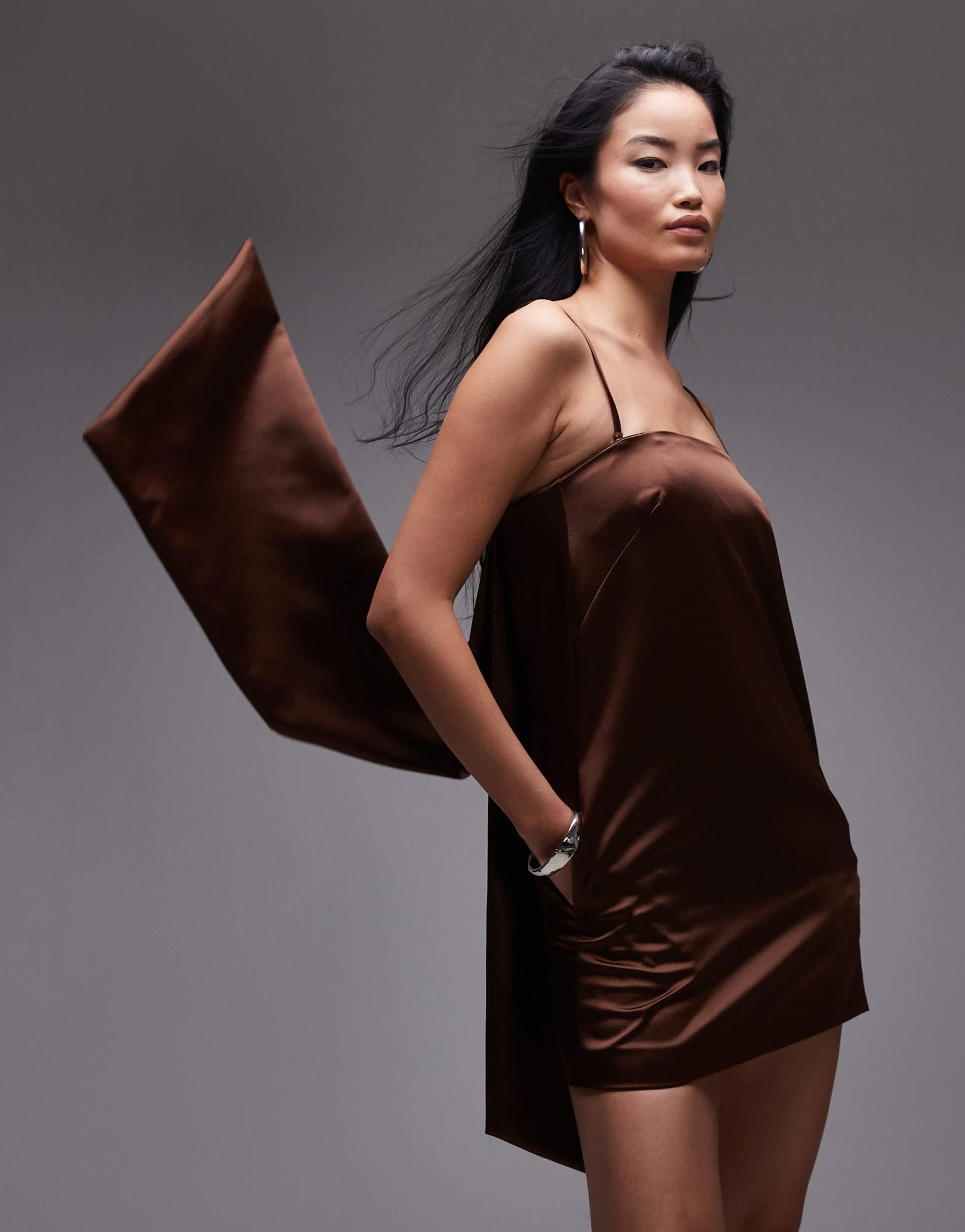 Mango bandeau bow back mini dress in bronze - ASOS Sample Sale