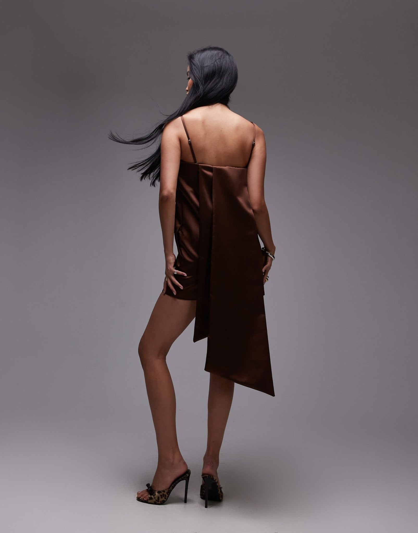 Mango bandeau bow back mini dress in bronze - ASOS Sample Sale