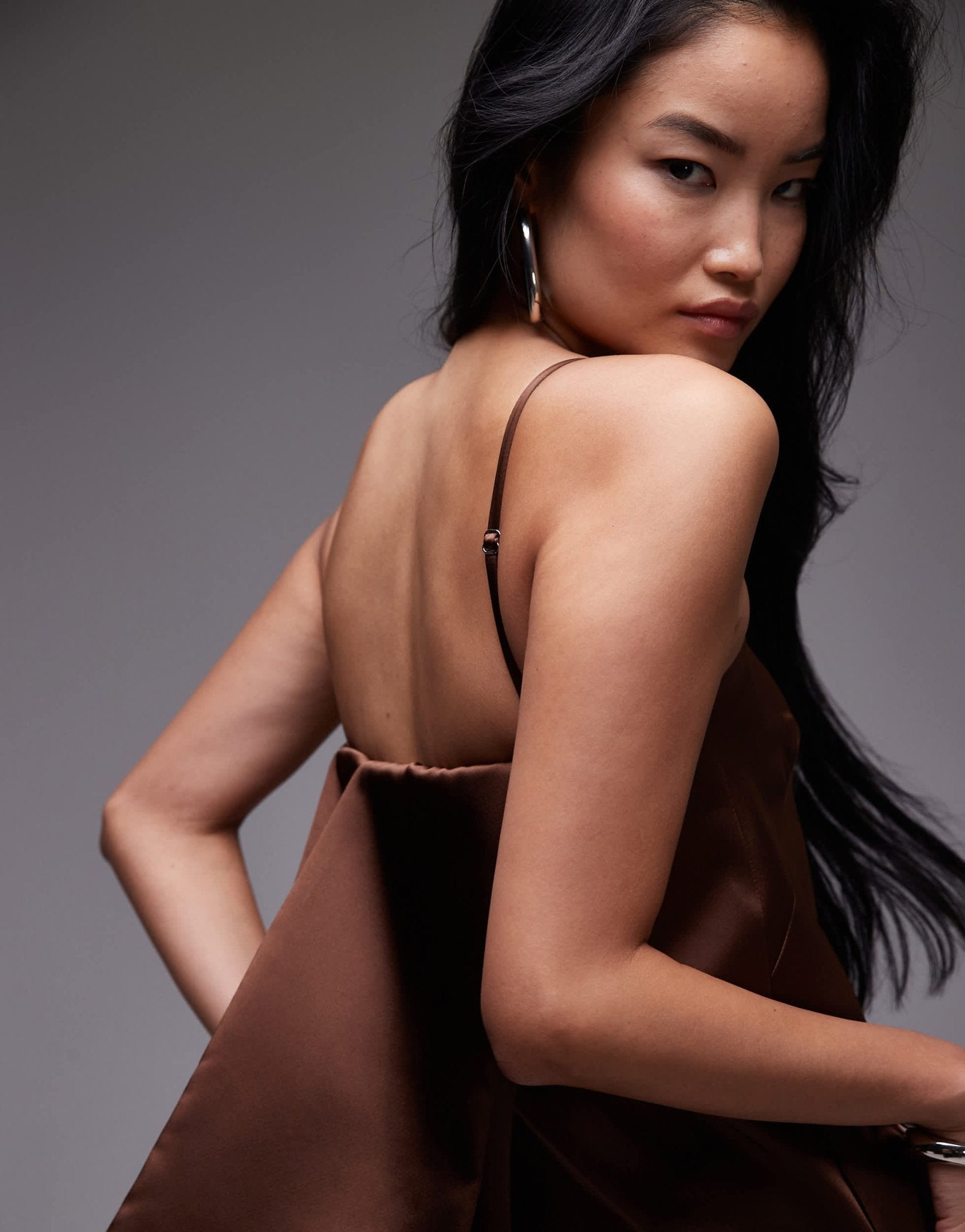 Mango bandeau bow back mini dress in bronze - ASOS Sample Sale