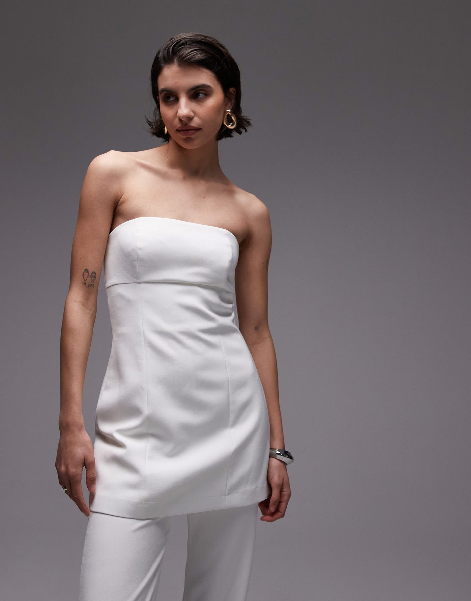 Mango bandeau layered jumpsuit in white - ASOS Sample Sale