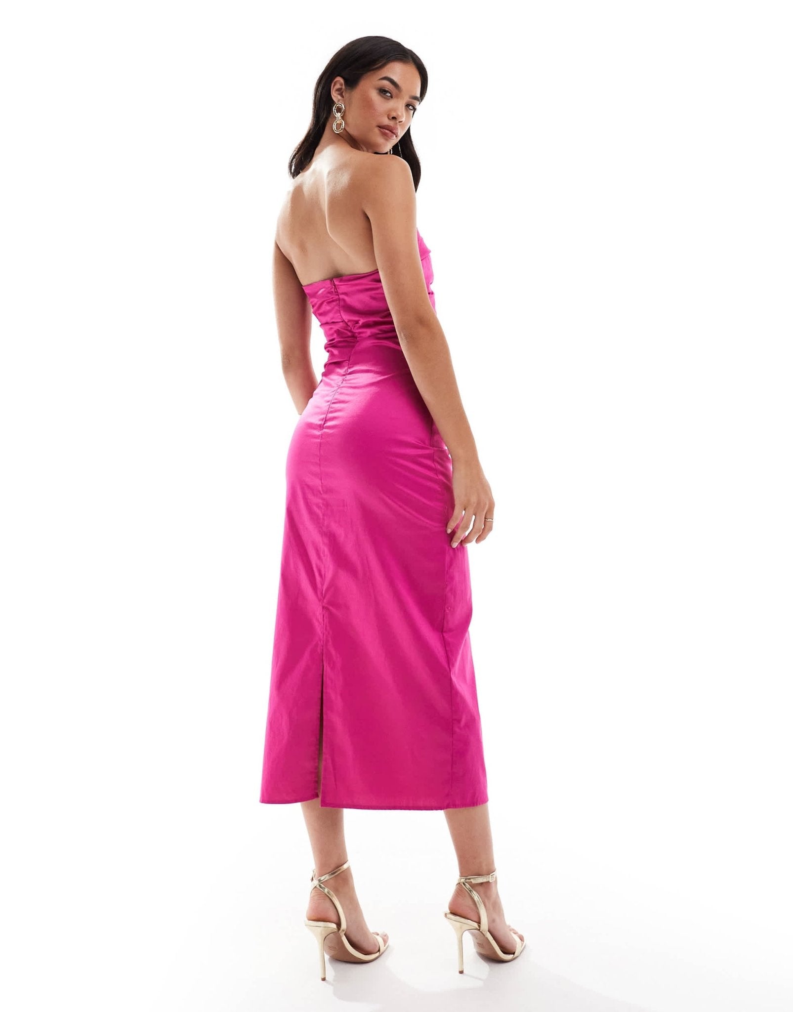 Mango bandeau midi dress in pink - ASOS Sample Sale