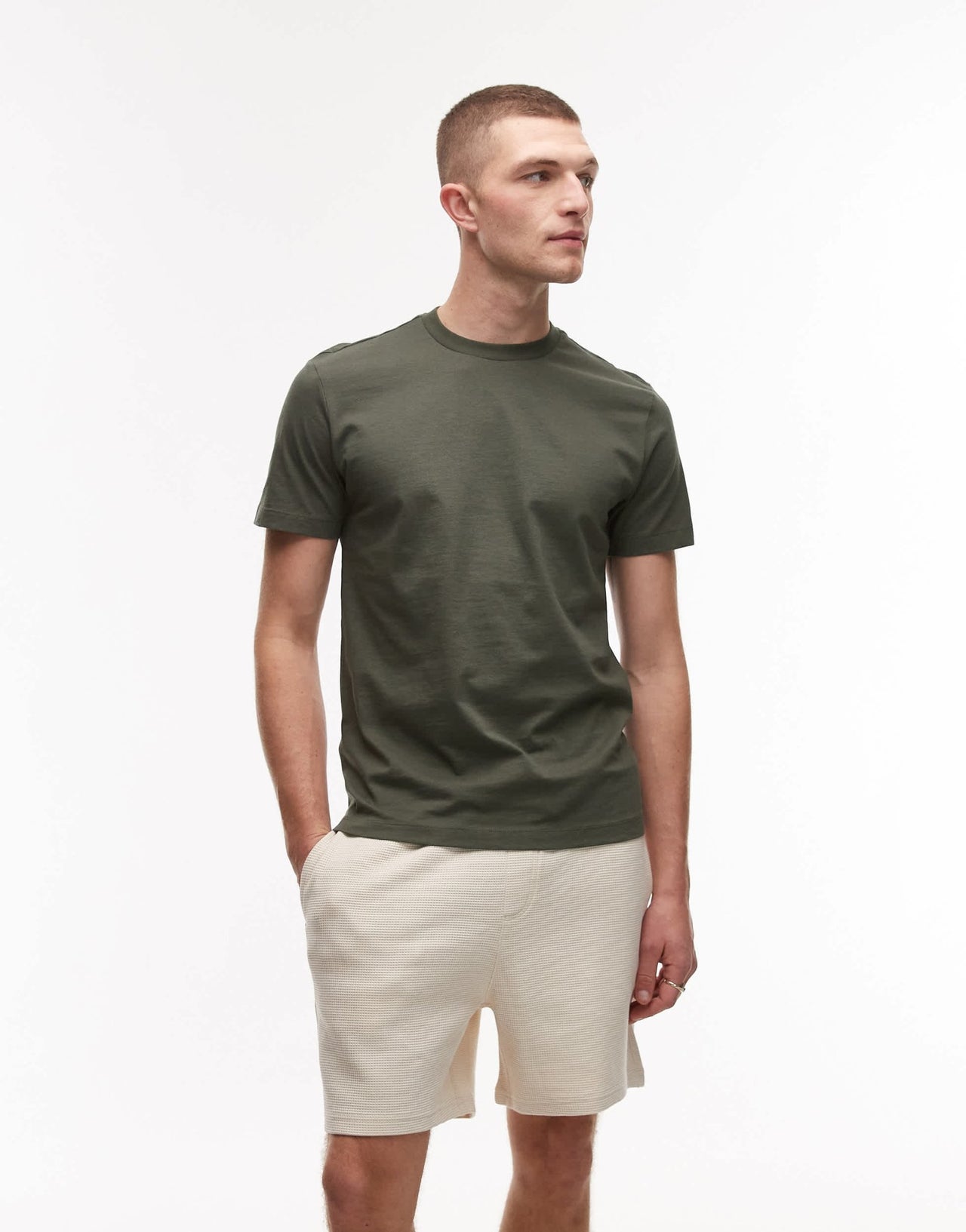 Mango basic short sleeve t-shirt in khaki - ASOS Sample Sale