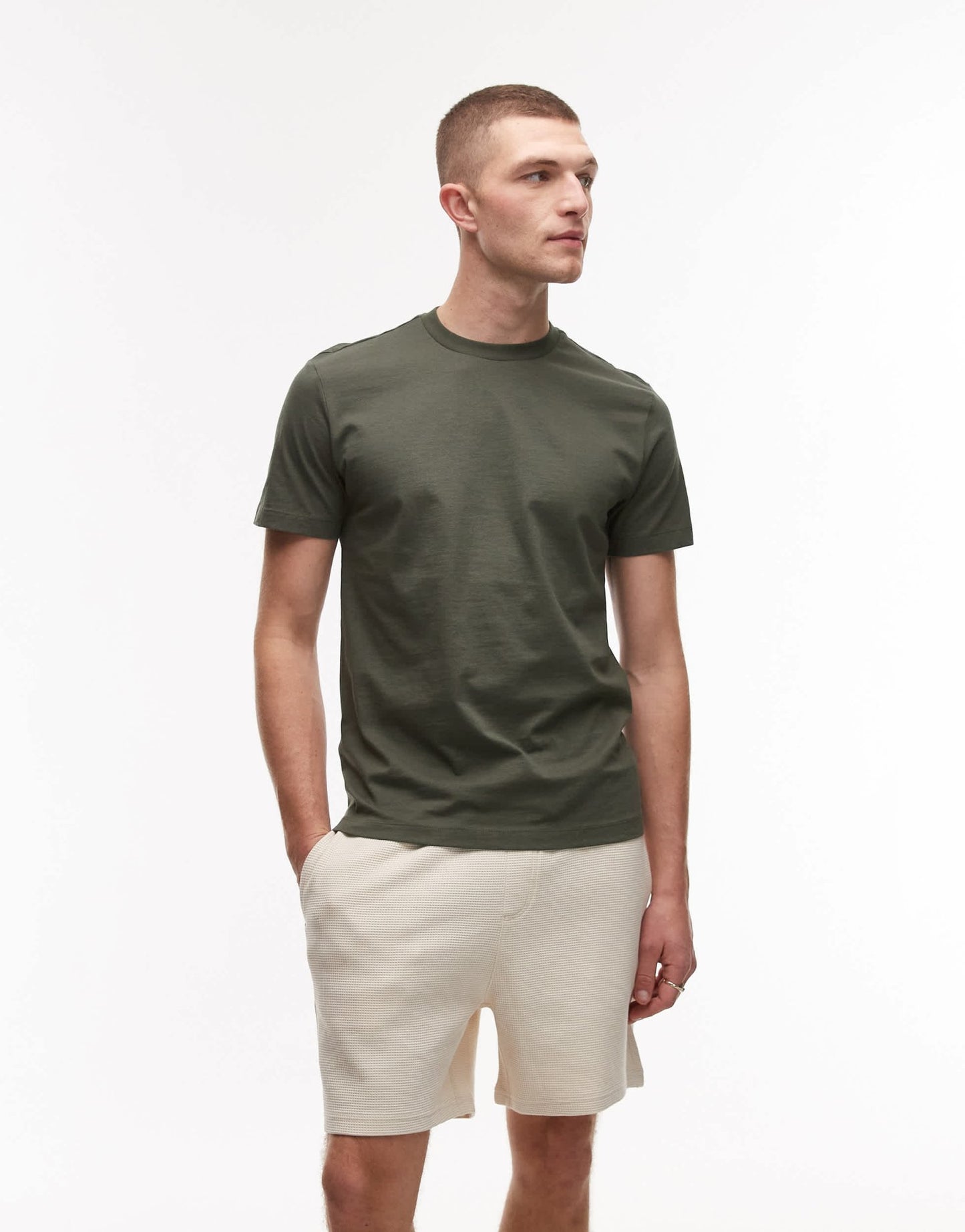 Mango basic short sleeve t-shirt in khaki - ASOS Sample Sale
