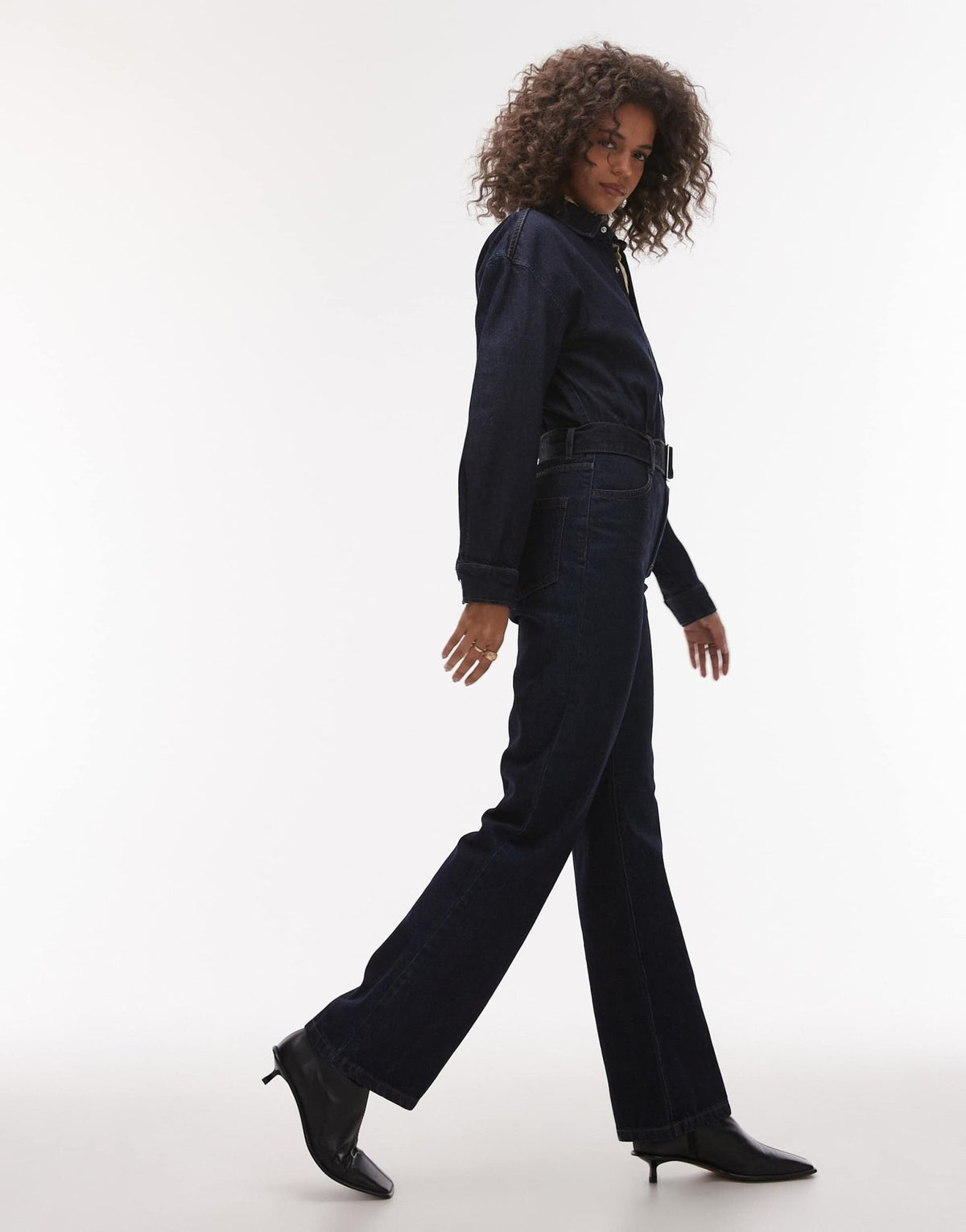 Mango belted denim jumpsuit in dark blue - ASOS Sample Sale