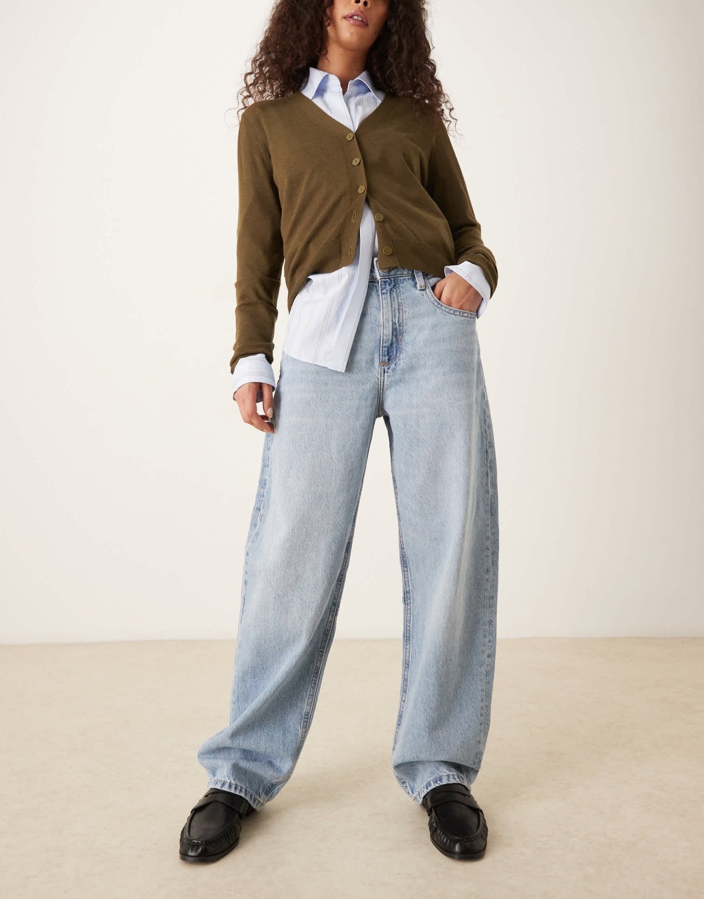 Mango Bet balloon leg jean in light blue - ASOS Sample Sale