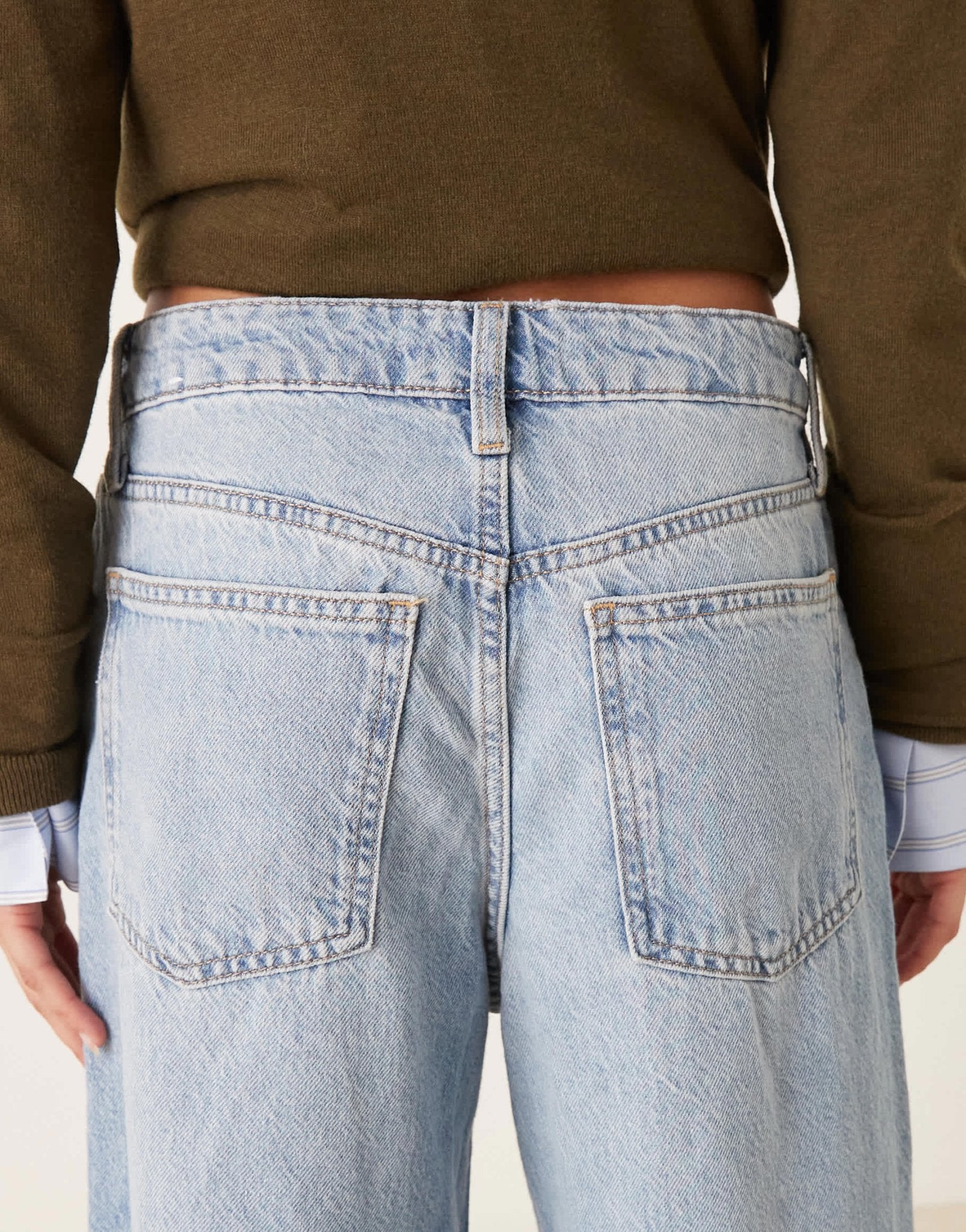Mango Bet balloon leg jean in light blue - ASOS Sample Sale
