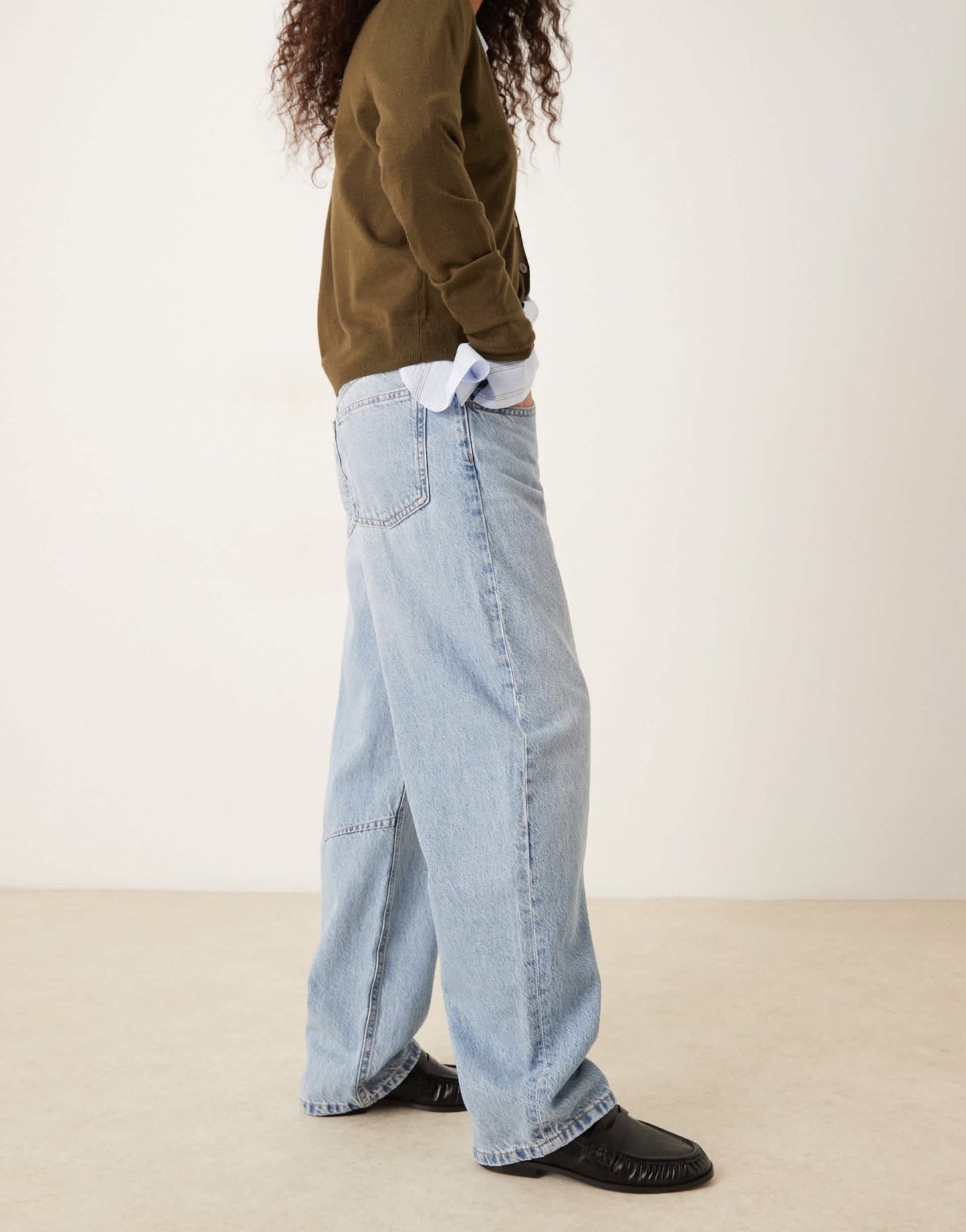 Mango Bet balloon leg jean in light blue - ASOS Sample Sale