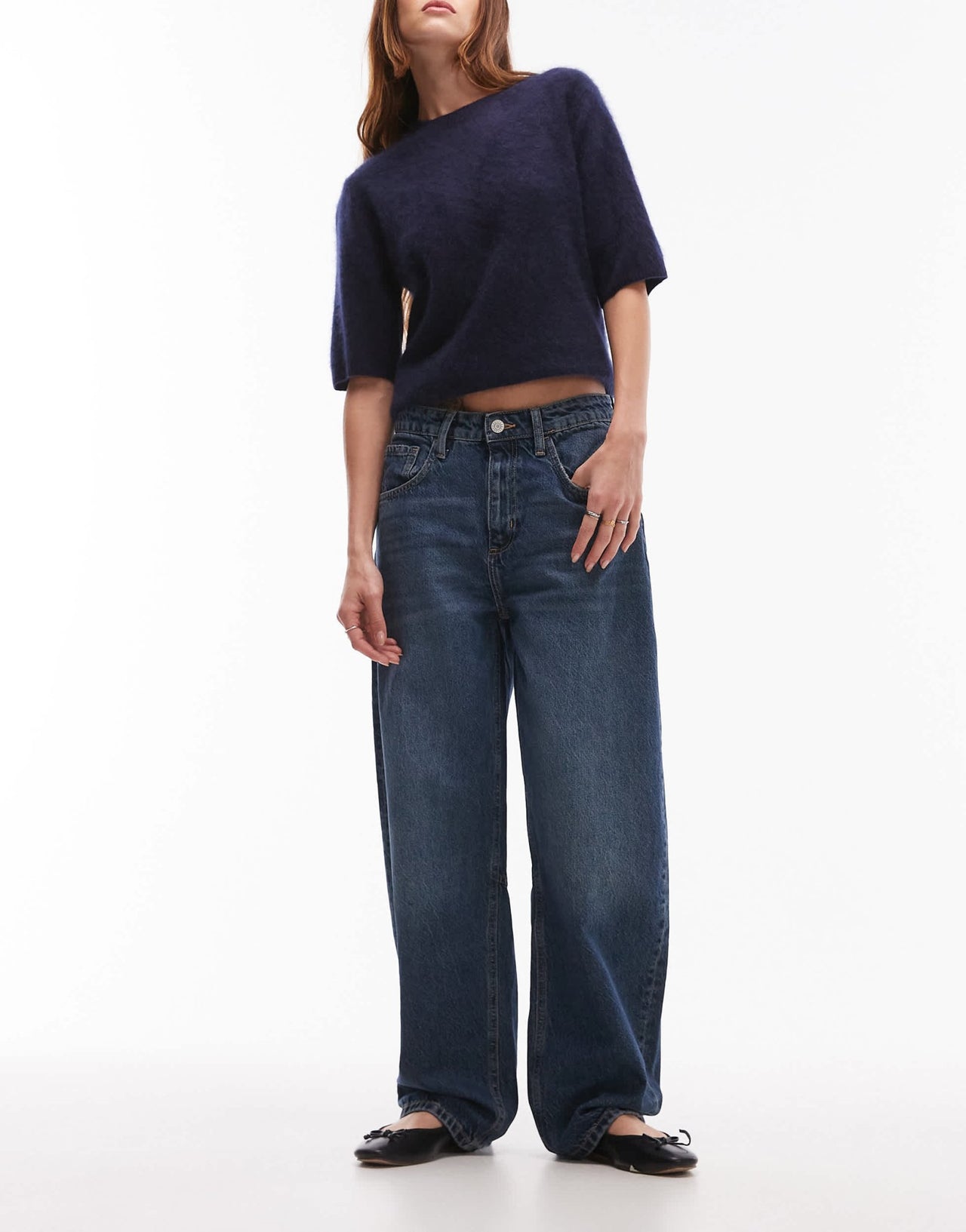 Mango Bet medium waist jeans in dark blue - ASOS Sample Sale