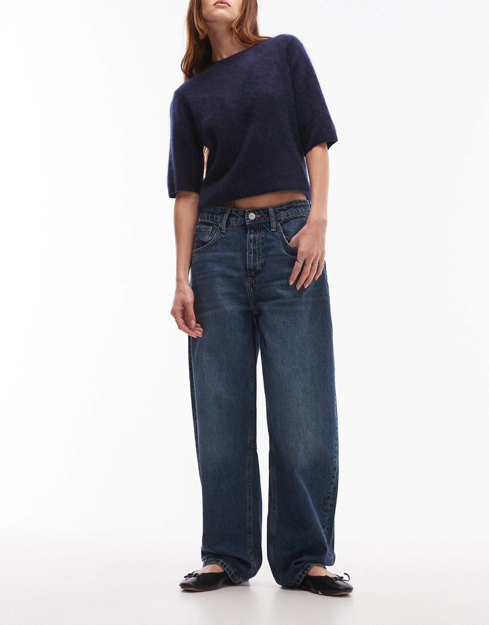 Mango Bet medium waist jeans in dark blue - ASOS Sample Sale
