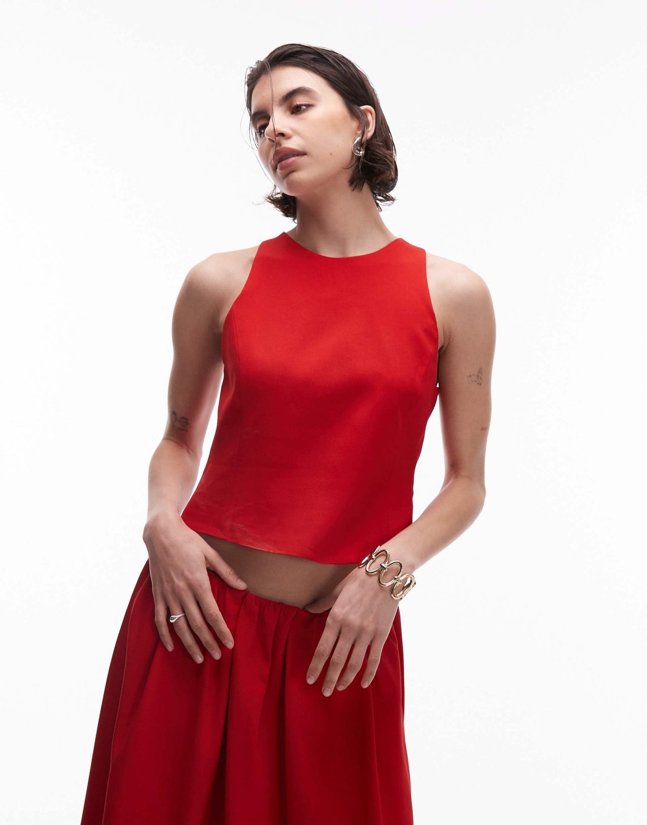 Mango bow detail open back top co-ord in red - ASOS Sample Sale