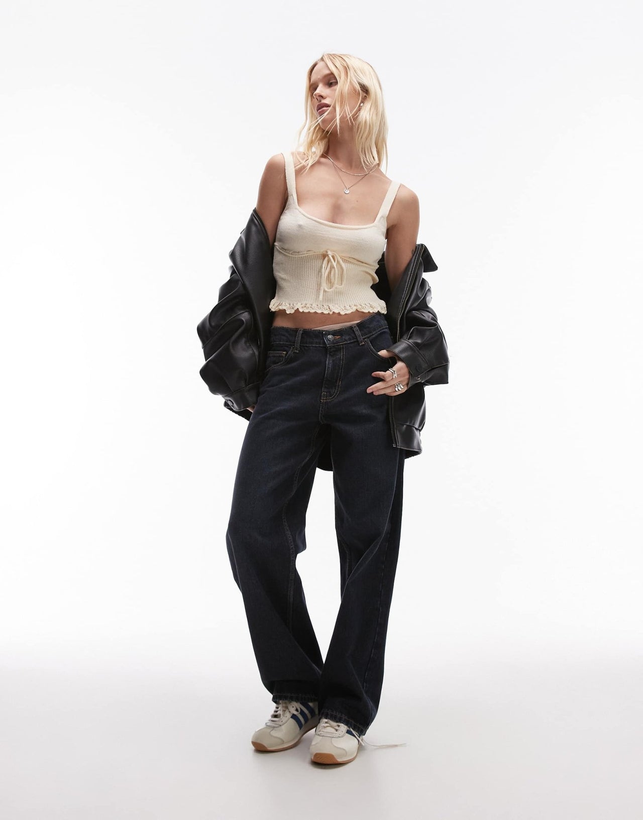 Mango bow front knitted cami in beige - ASOS Sample Sale