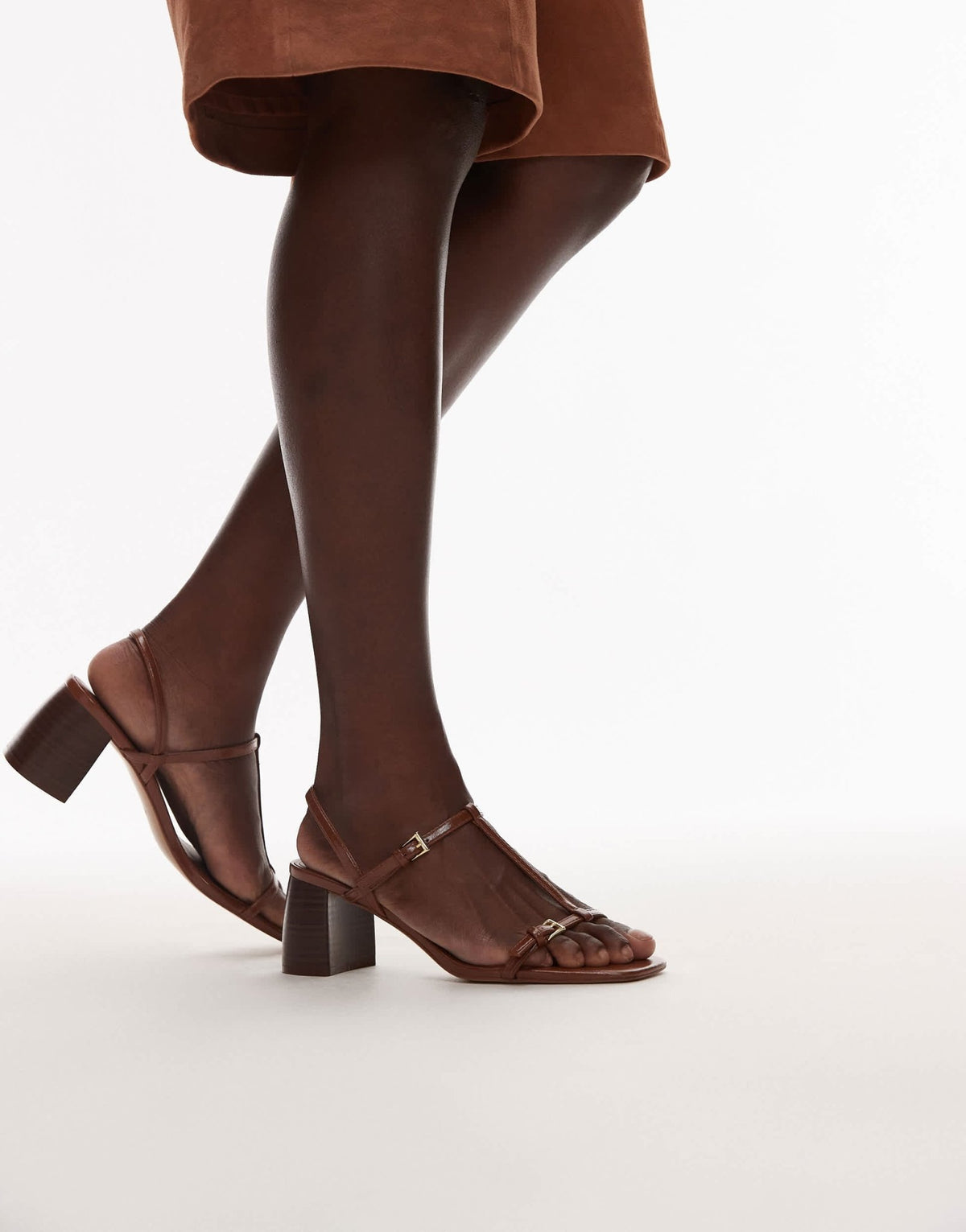 Mango buckle detail block heel sandal in brown - ASOS Sample Sale