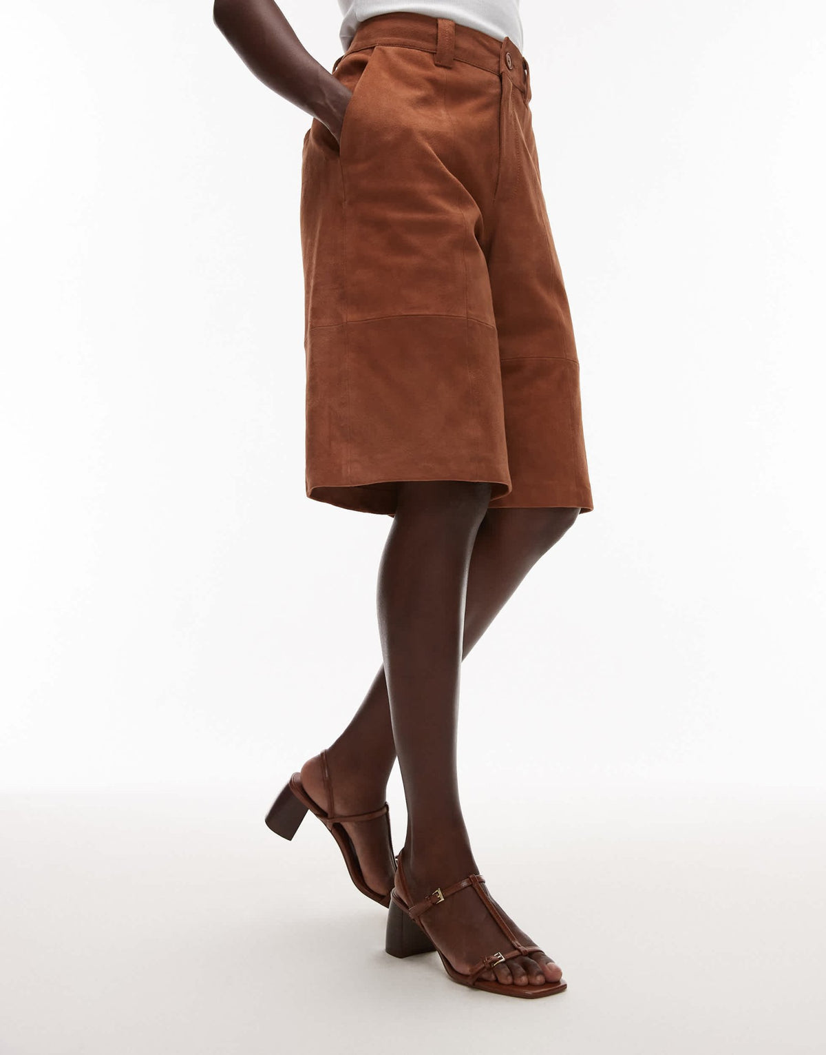 Mango buckle detail block heel sandal in brown - ASOS Sample Sale
