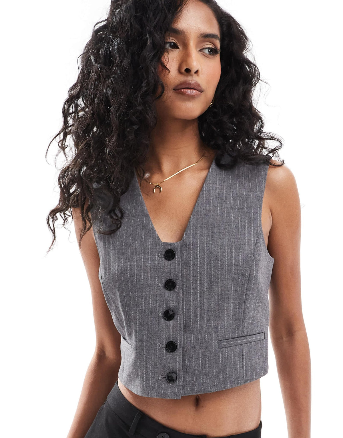 Mango button down stripe co - ord waistcoat in grey - ASOS Sample Sale