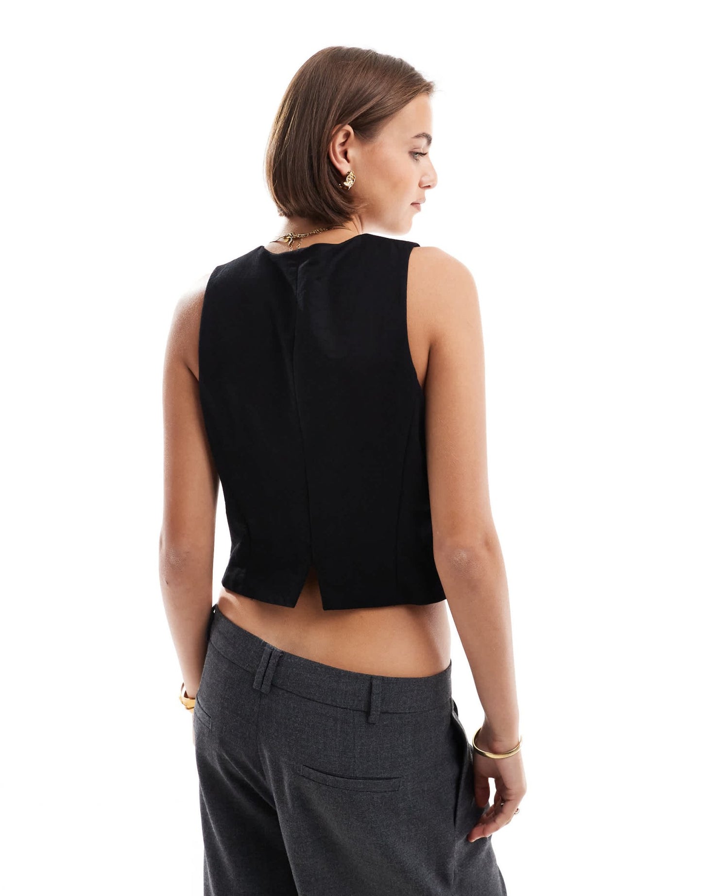 Mango button front waistcoat in black - ASOS Sample Sale