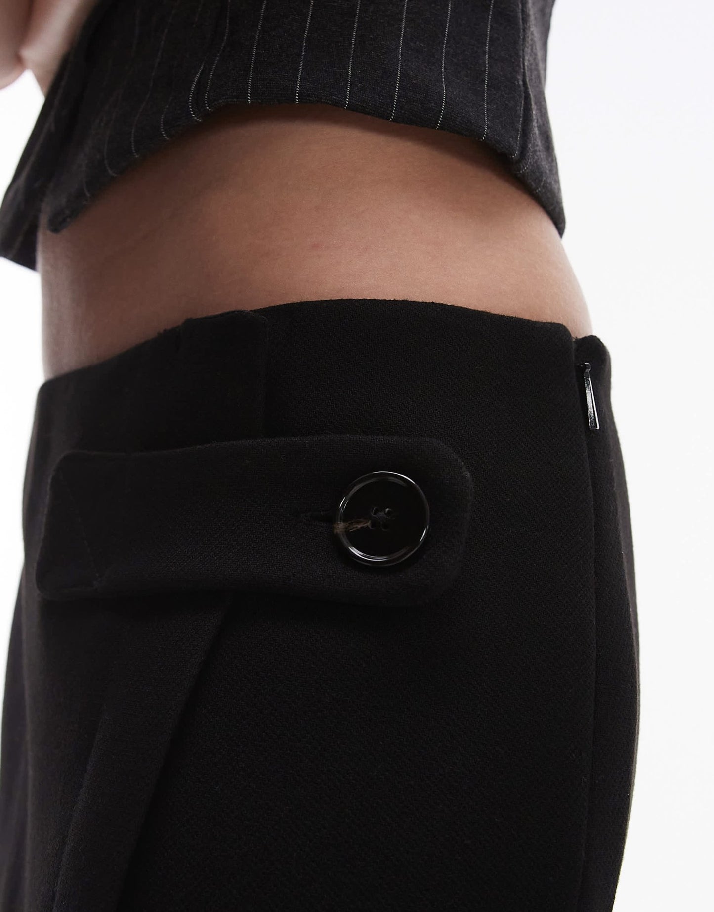 Mango button tab mini skirt in black - ASOS Sample Sale