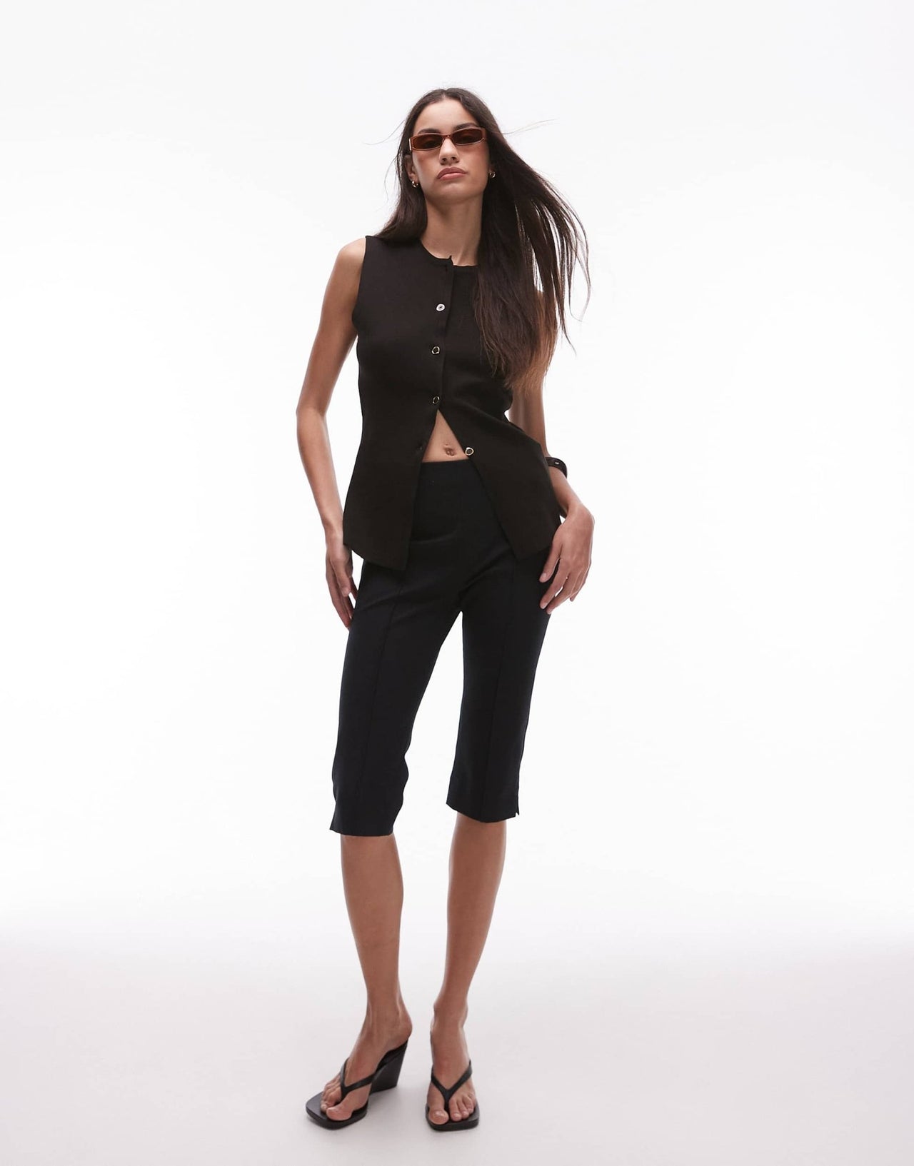 Mango button through knitted waistcoat in dark brown - ASOS Sample Sale