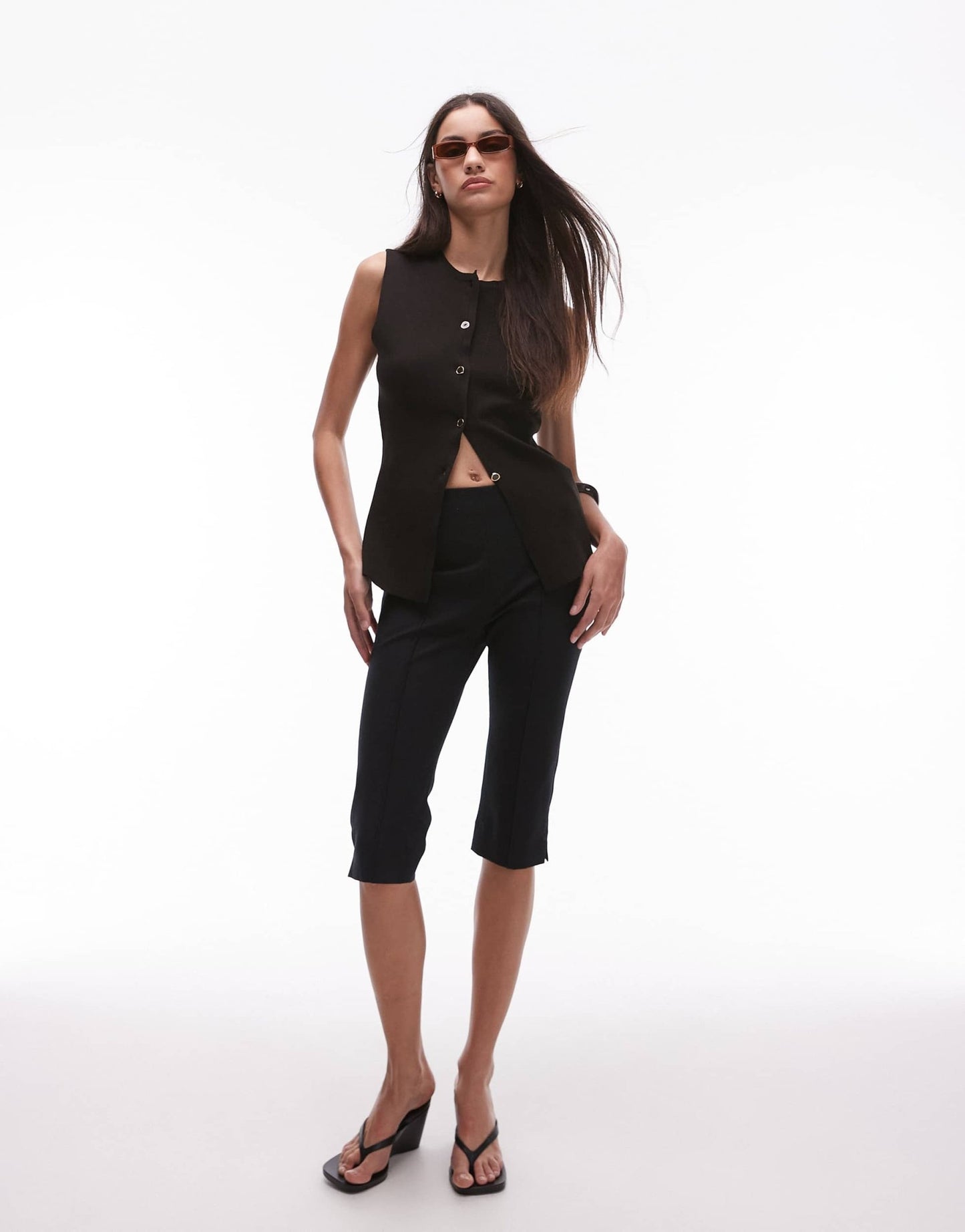 Mango button through knitted waistcoat in dark brown - ASOS Sample Sale